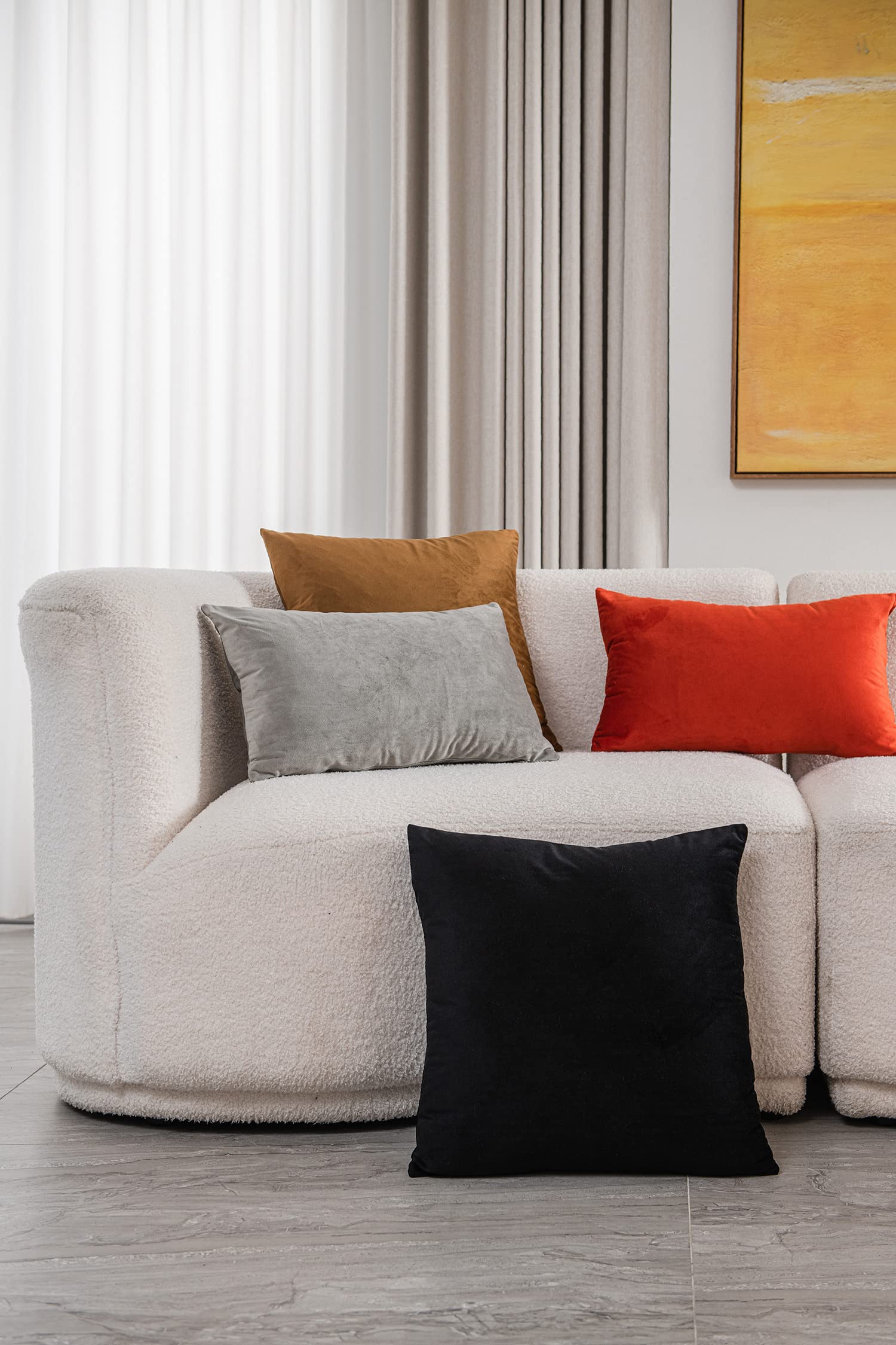 DEZENE 26x26 Inch Velvet Euro Pillow Covers - 2 Pack Soft Square Couch Pillow Shams for Living Room, Sofa & Bed - Cozy Oversized Throw Pillow Cases (Black) - Perfect for Home Decor, Lounge & Relaxation