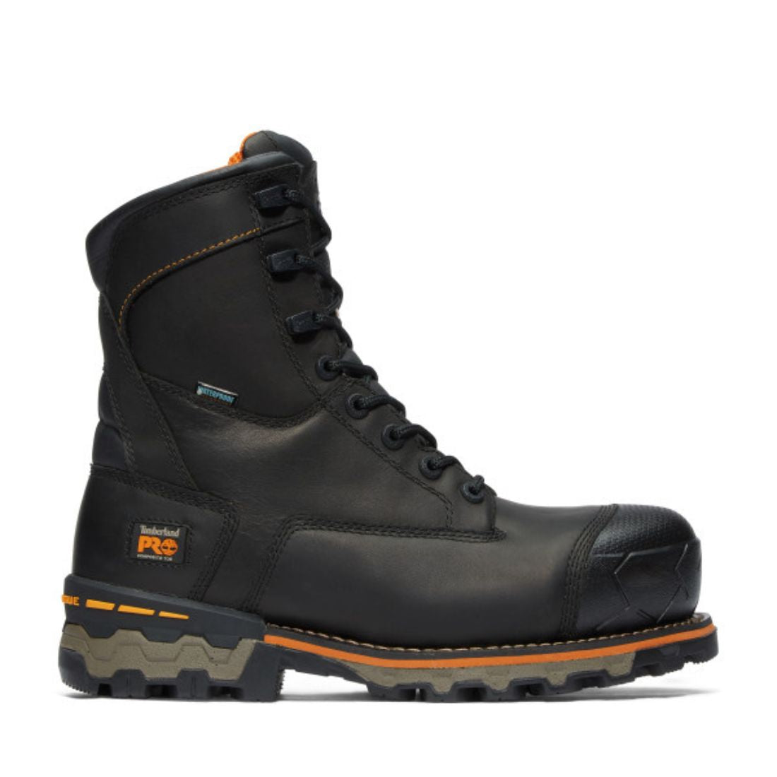 Timberland PRO Boondock Men's 8 Inch Waterproof Work Boots with Composite Safety Toe - Black 89645 | Durable Construction for Outdoor Jobs, Construction Sites & Heavy Duty Work