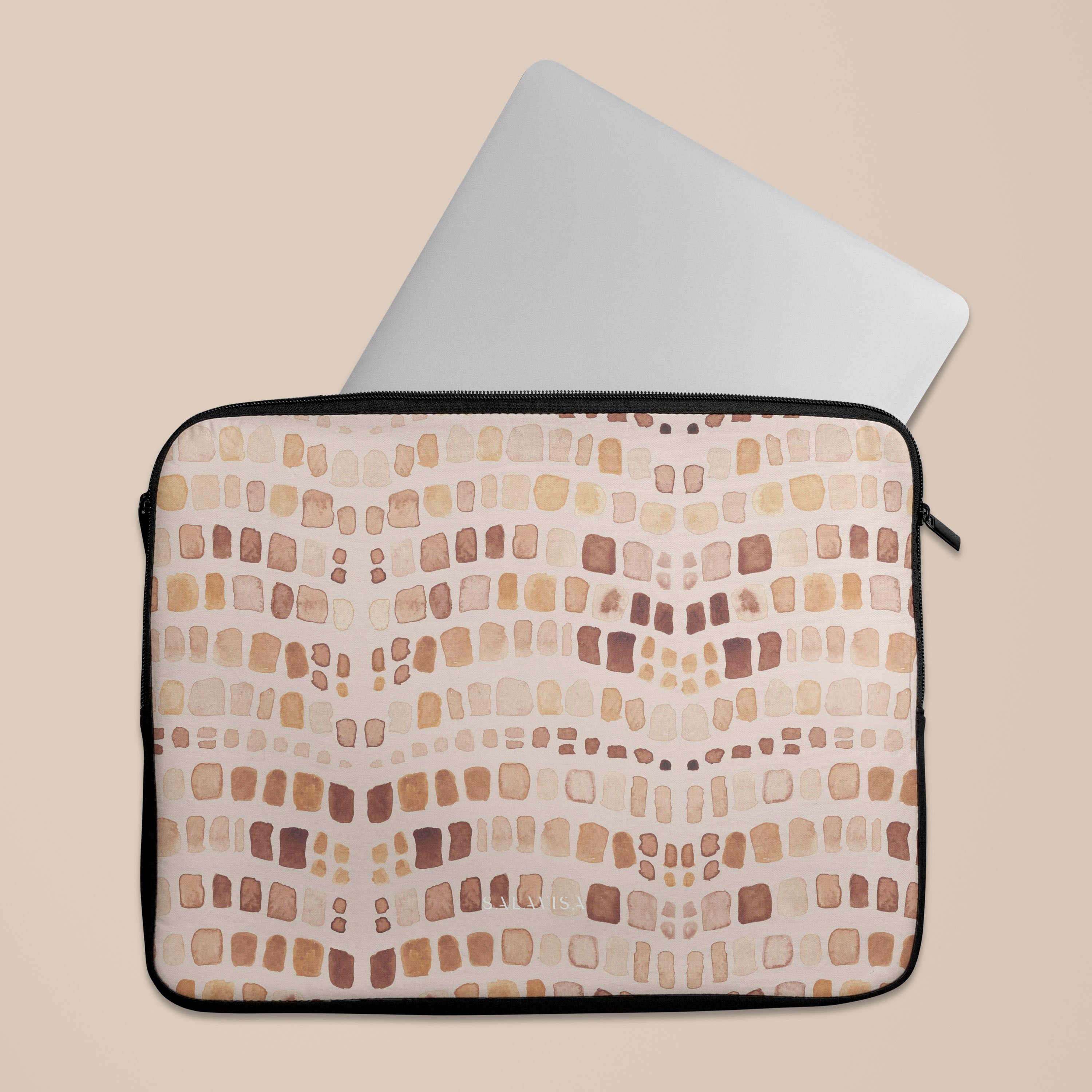 Beige Watercolor Safari Laptop Sleeve 13-15 Inch - Stylish Protective Case for MacBook Air/Pro - Perfect for Travel, Office & School Accessories