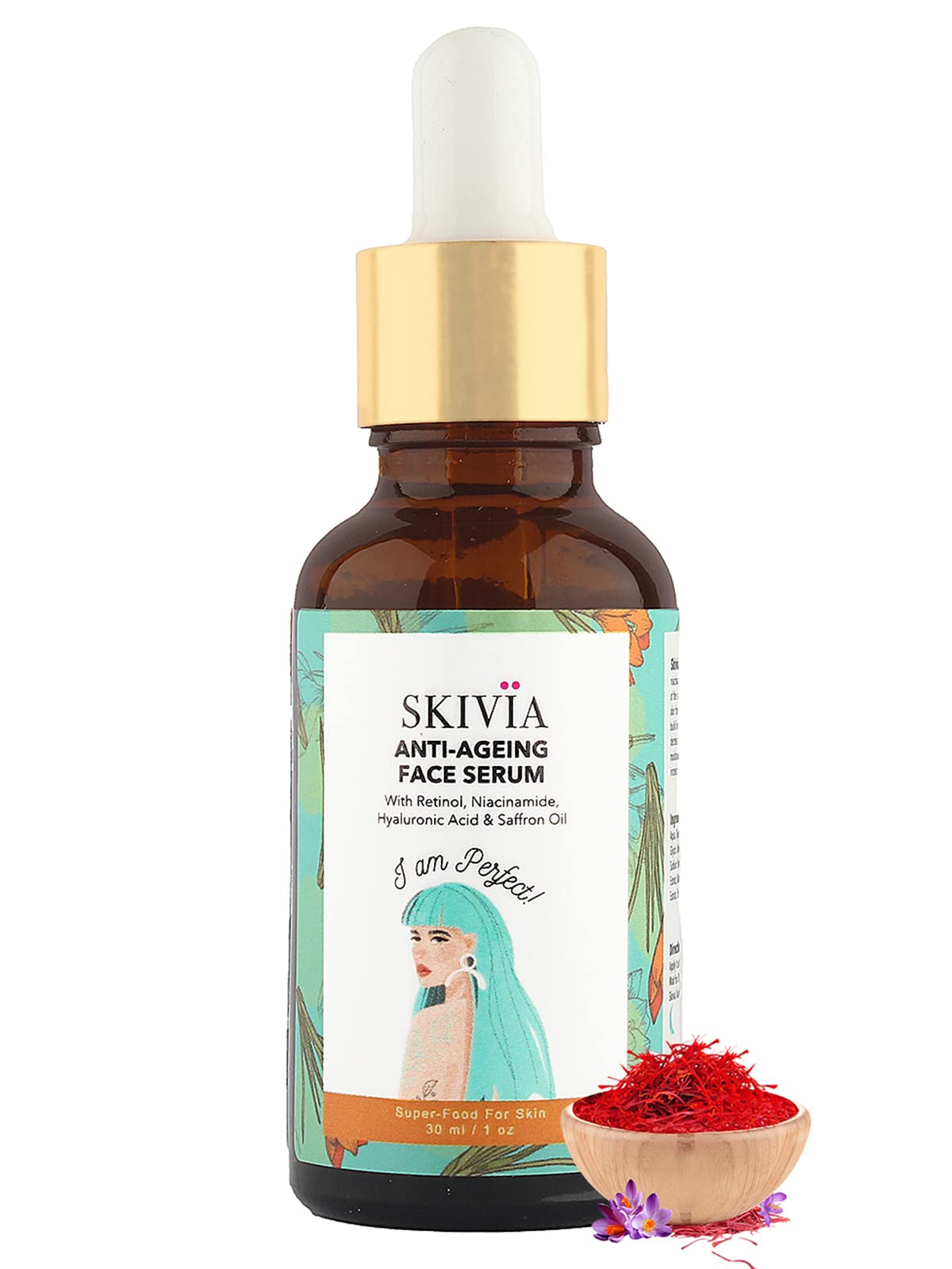 Skivia Anti-Aging Face Serum with Retinol & Saffron Oil - 30ml | Wrinkle Reduction & Skin Plumping Treatment for Women & Men | Day & Night Moisturizer for Youthful Glow | Perfect for Dry, Mature & Sensitive Skin Types
