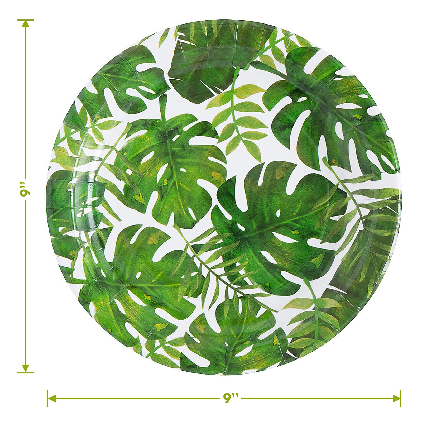 Eco-Friendly Tropical Green Palm Leaf Dinner Plates & Napkins Set - 16-Piece Biodegradable Disposable Tableware for Parties, Picnics, Weddings & Outdoor Events