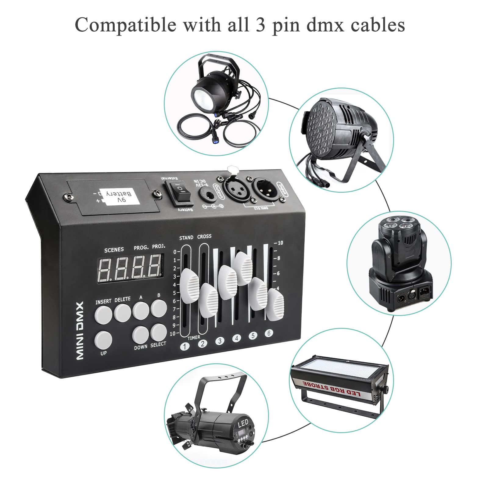 Professional DMX512 Light Controller - 54 Channel Portable Mini DJ Lighting Controller with DMX Decoder | Perfect for Stage Shows, Clubs, and Home Lighting Effects