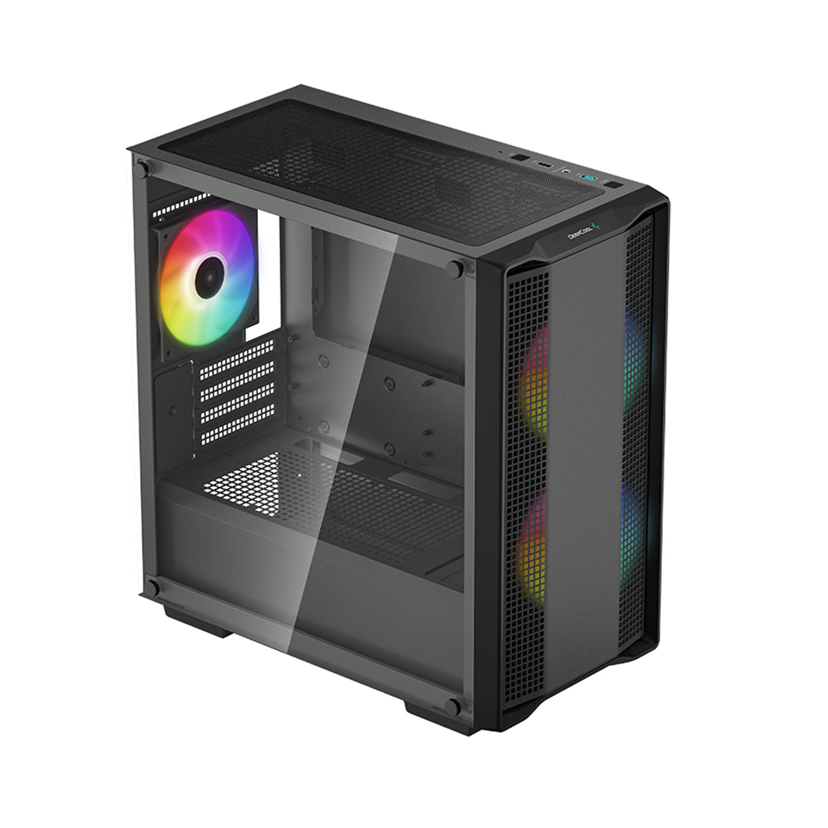 Deepcool CC360 ARGB Mid Tower PC Case - High Airflow Tempered Glass Gaming Computer Case with 4 Pre-Installed RGB Fans for Custom Builds, Home Office & Gaming Setup
