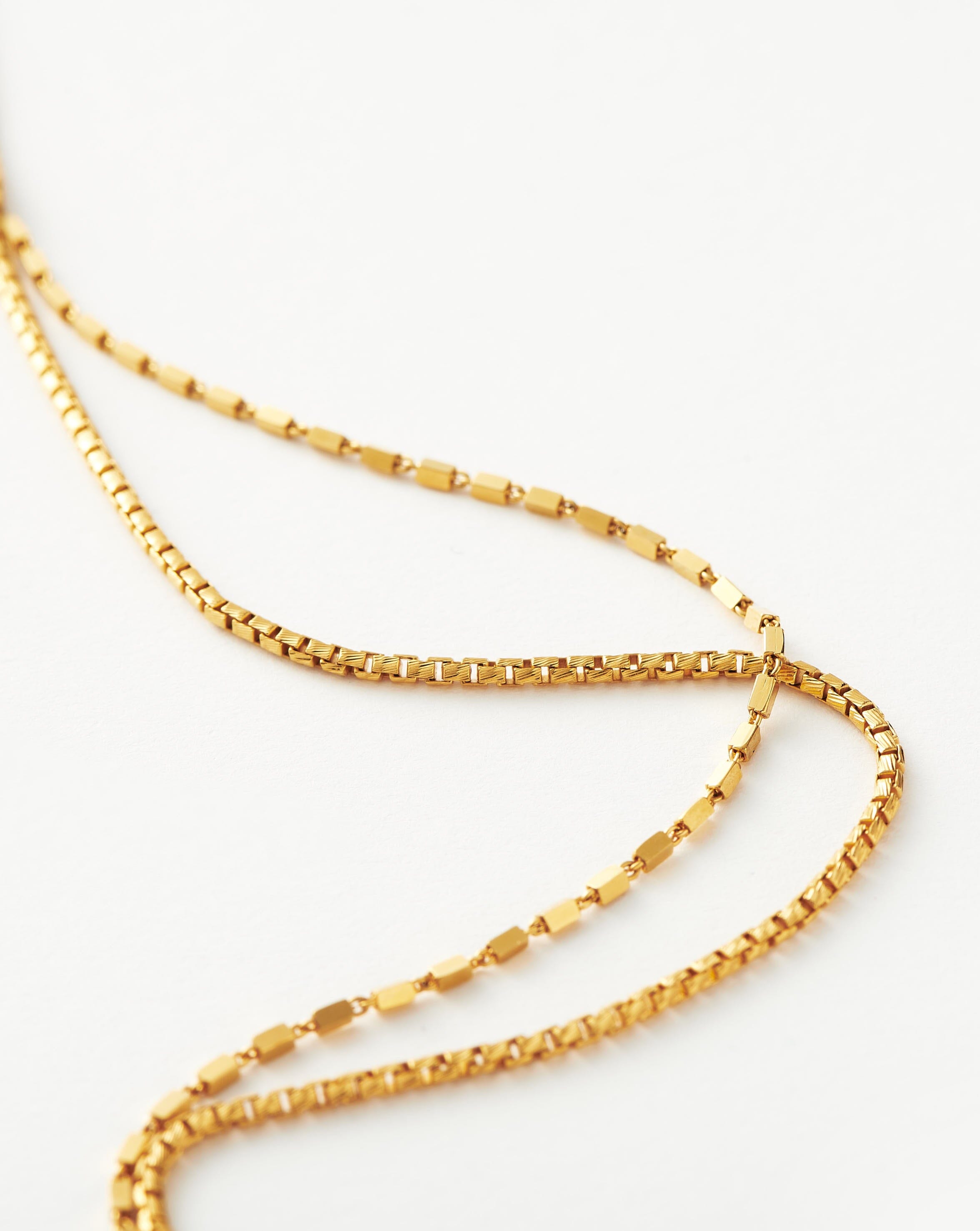 18k Gold Vermeil Double Chain Box Link Necklace for Women - Elegant Layered Jewelry for Everyday Wear, Date Night & Special Occasions