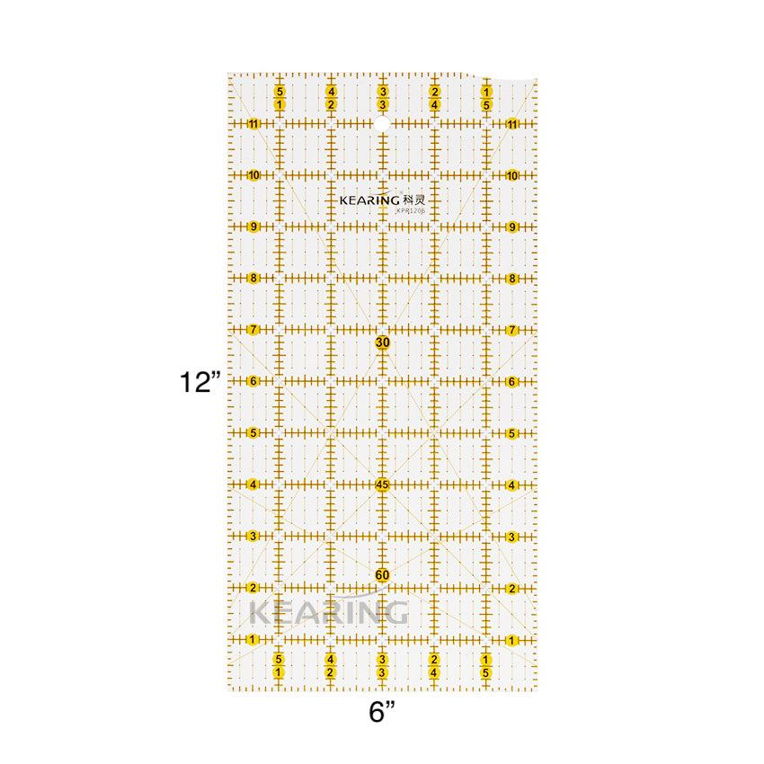 12 x 6 Inch Acrylic Quilting Ruler with Imperial Measurements - Perfect for Sewing, Patchwork, and DIY Craft Projects