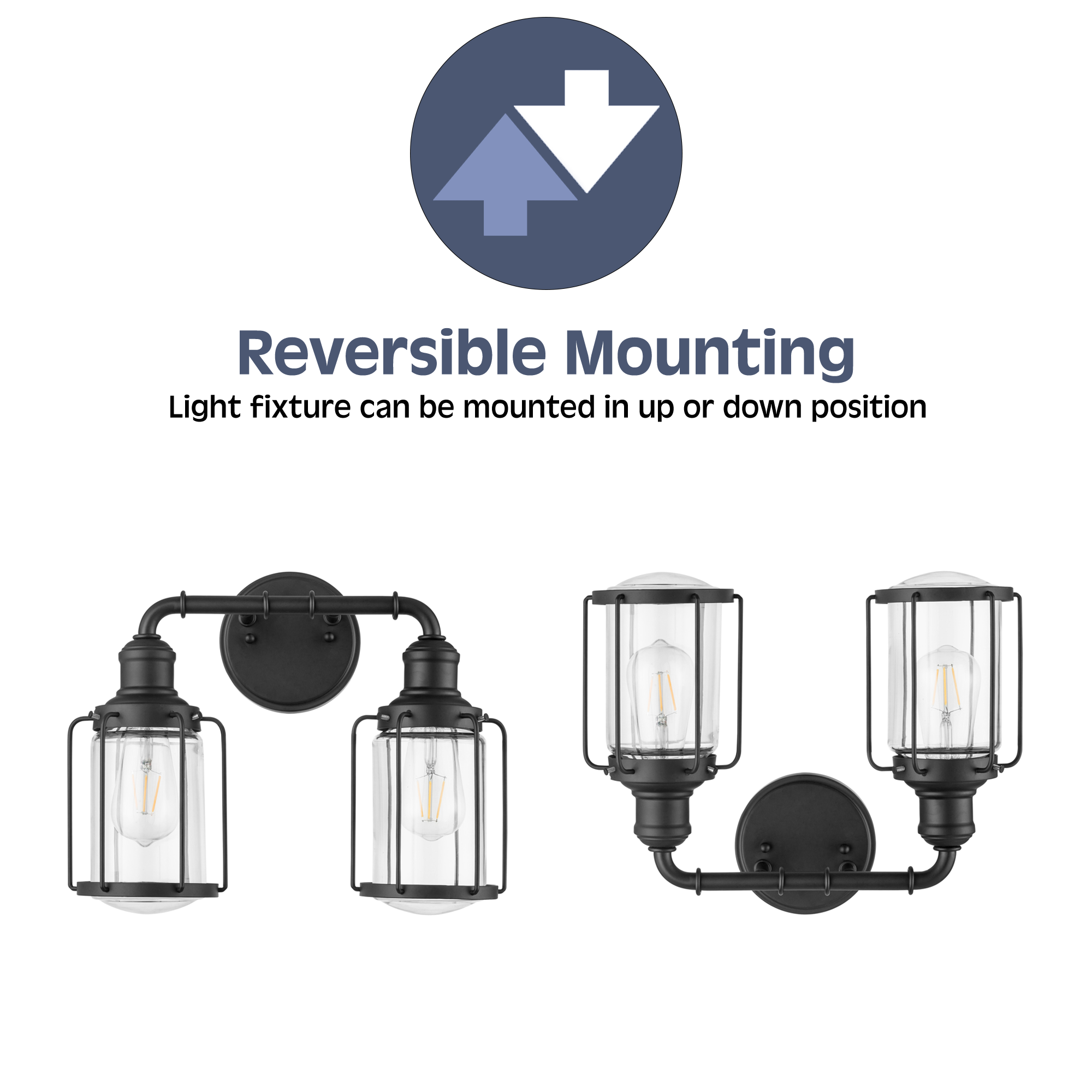 Lincoln Woods 2-Light Vanity Light Fixture in Matte Black - Perfect for Bathroom, Bedroom, and Dressing Room Lighting