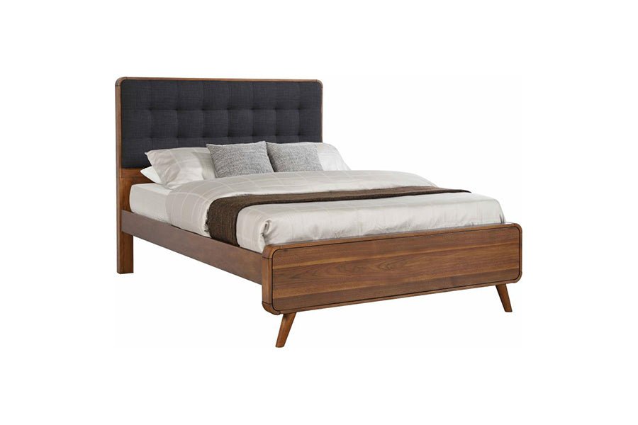 Robyn Queen Bed Frame - Modern Upholstered Platform Bed with Wooden Slats, No Box Spring Needed - Perfect for Master Bedroom, Guest Room & Small Spaces