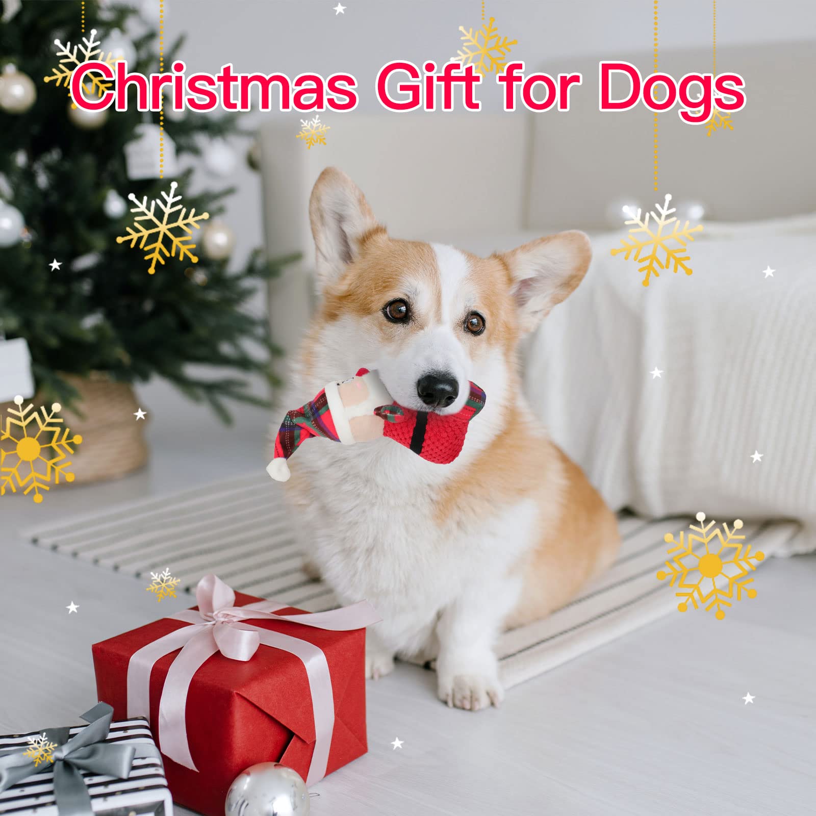 Durable Rypet Pet Christmas Squeaky Plush Toy for Small & Medium Dogs - Santa-Themed Puppy Chew Toy for Holiday Play & Training