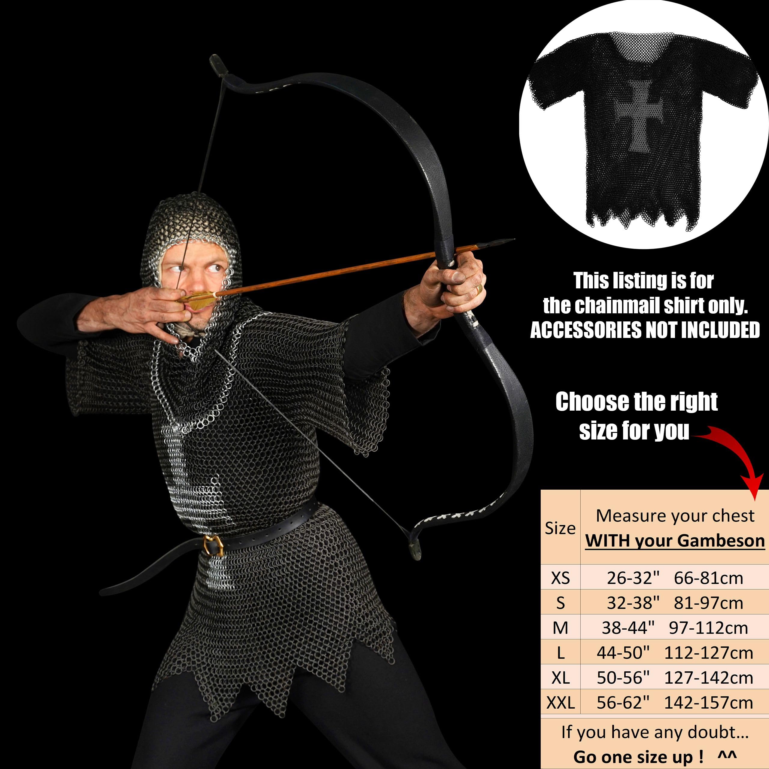 Mythrojan Chainmail Shirt - Steel Butted Half Sleeve Armor for Medieval LARP, Renaissance Faire & Cosplay | Historical Reenactment & Costume Accessory