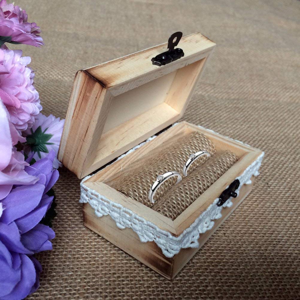 Elegant Wooden Wedding Ring Box for Engagement - Mr & Mrs Ring Bearer Holder - Perfect for Ceremonies, Proposals & Vow Renewals