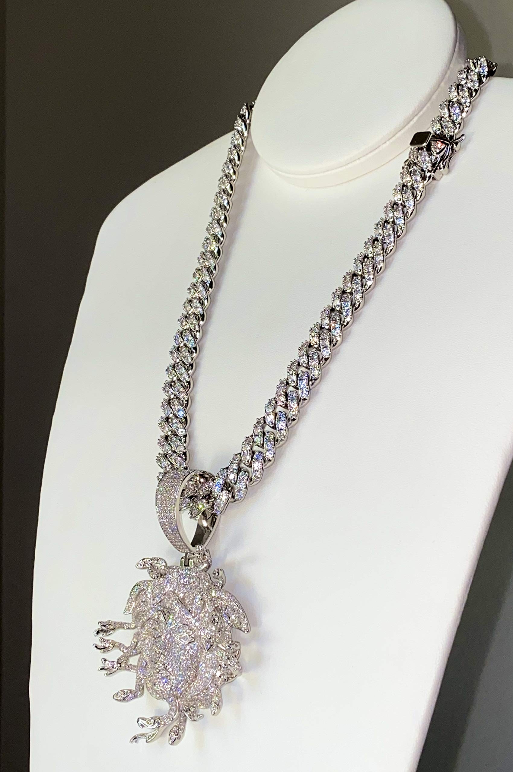 14K White Gold Miami Cuban Chain Necklace - 12mm 20