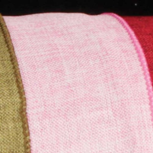 Soft Pink Wired Fine Linen Burlap Craft Ribbon - 2.5
