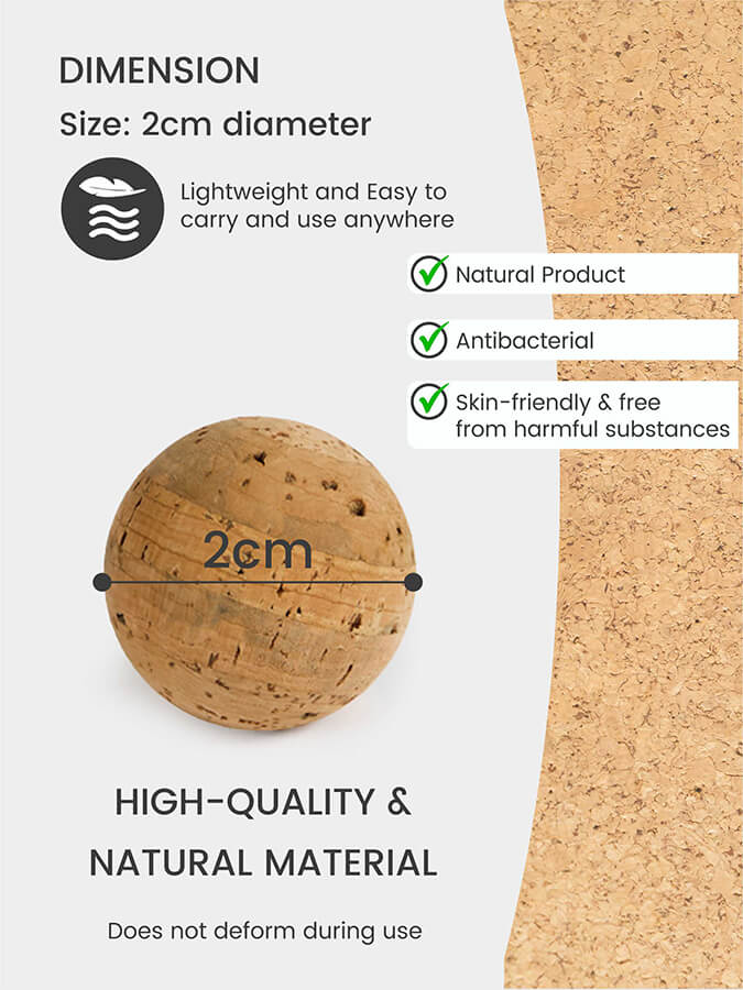 Premium Cork Massage Balls for Yoga, Myofascial Release & Trigger Point Therapy - Natural Eco-Friendly Yoga Accessories for Athletes & Physical Therapy