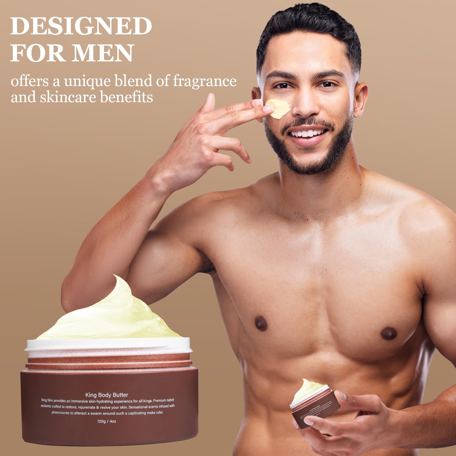 Organic Cologned Body Butter for Men - Crowned Skin King Warm Scented Moisturizer | Hydrating & Nourishing Skincare for Daily Use, Gym, Work & Special Occasions