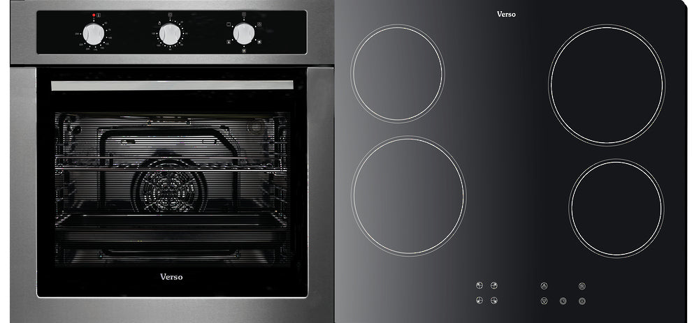 Verso 3 2-Pack 600mm Built-In Oven and 600mm Ceramic Induction Cooktop - Perfect for Modern Kitchen Remodeling & Home Cooking Upgrade
