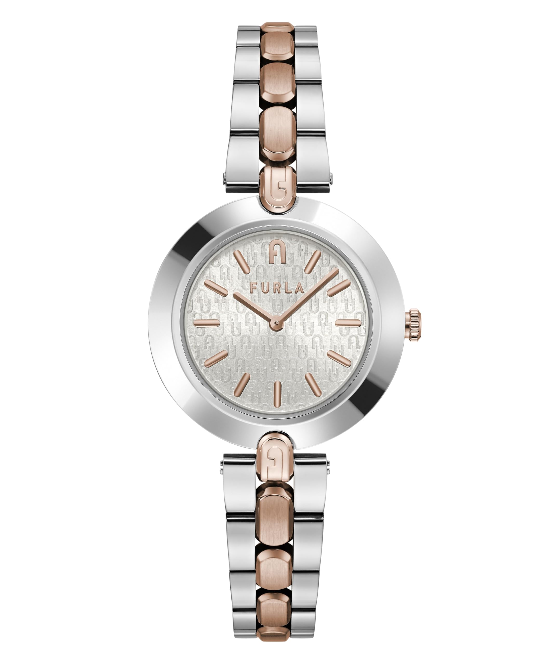 Furla Women's Elegant Dress Watch with Silver & Rose Gold Case - Model WW00002004L5 | Perfect for Office, Formal Events & Special Occasions