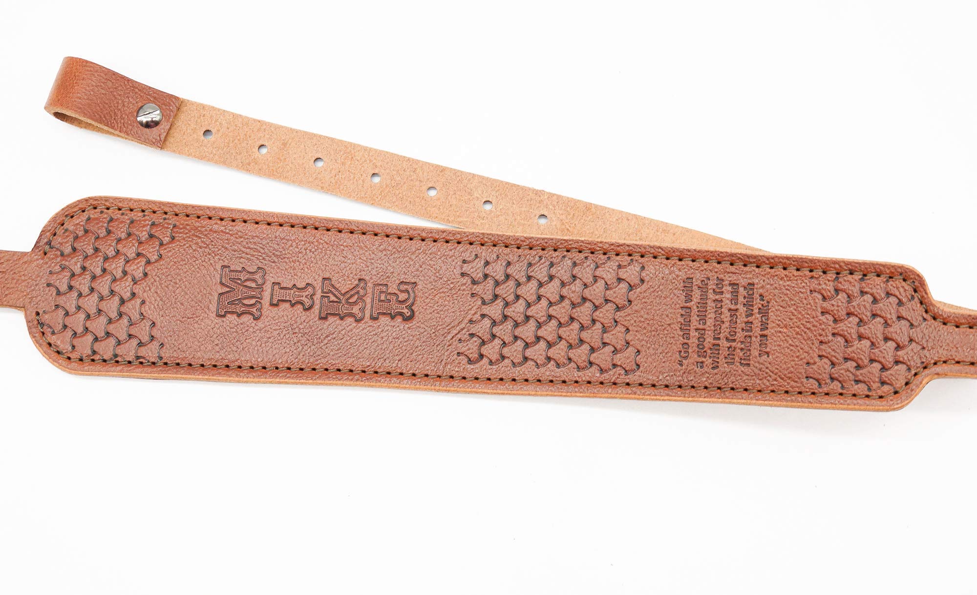 Customizable Padded Leather Rifle Sling - Cobra Style Hand-Tooled Austin Brown for Hunting, Shooting & Outdoor Adventures