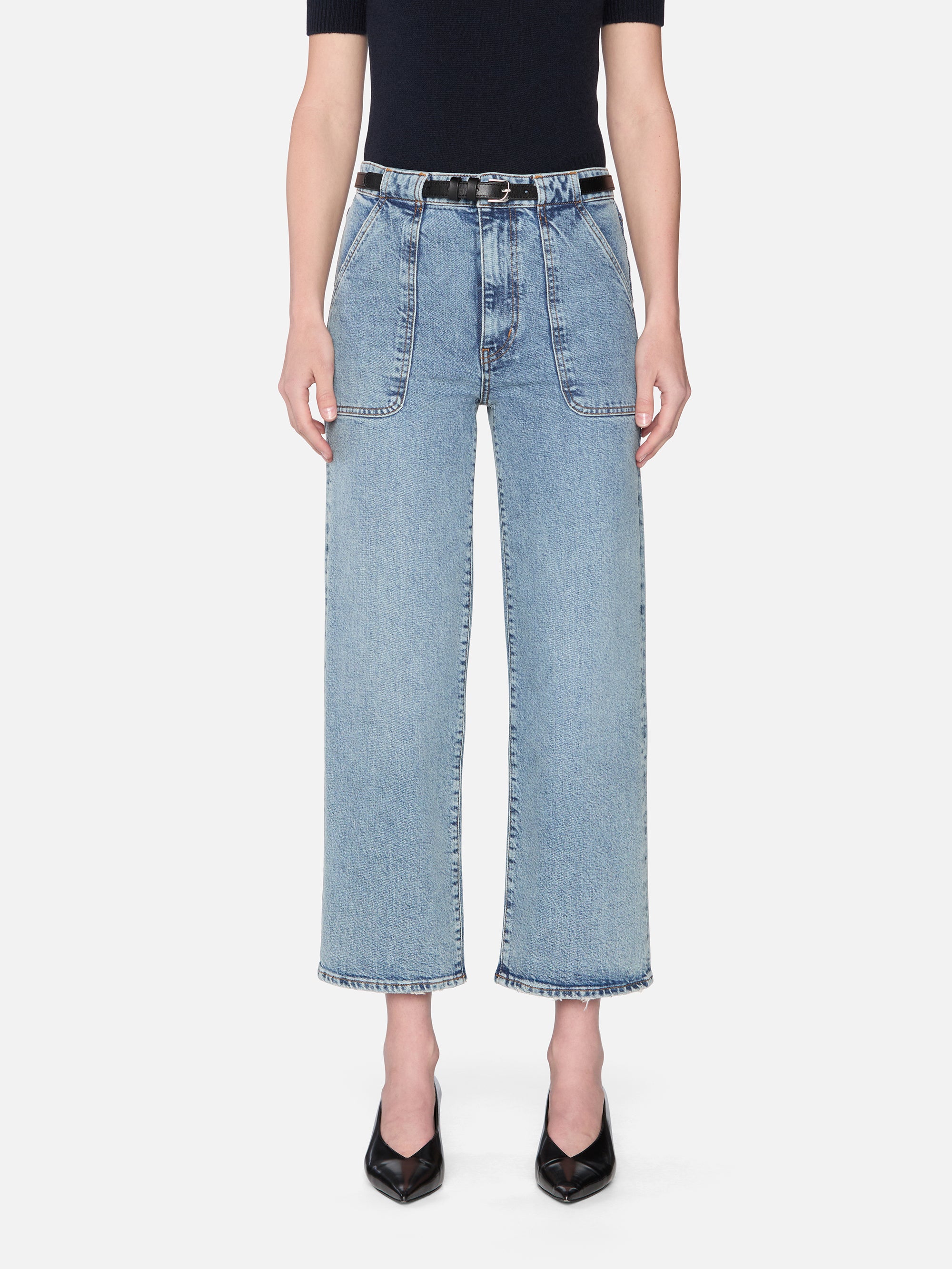 Stylish Women's High Waist Stretch Wide Leg Jeans - Trendy Pocket Design for Comfort & Fashion | Perfect for Casual Outings, Work & Date Nights