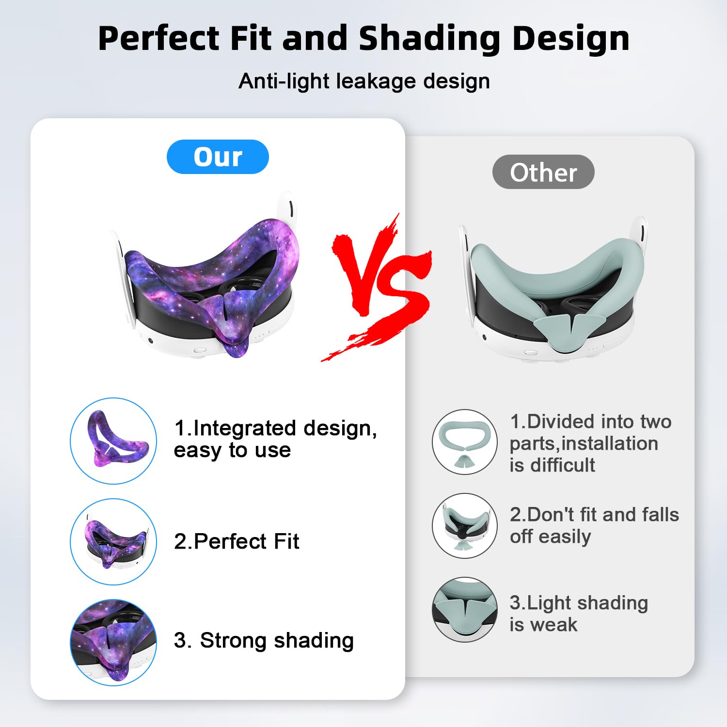 Relohas Deluxe 5-in-1 Silicone VR Accessories Set for Meta Quest 3 - Protective Case, Controller Grips, Shell Cover & Face Cover - Perfect for Gaming, Christmas Gifts & Halloween Cosplay (Galaxy Purple)