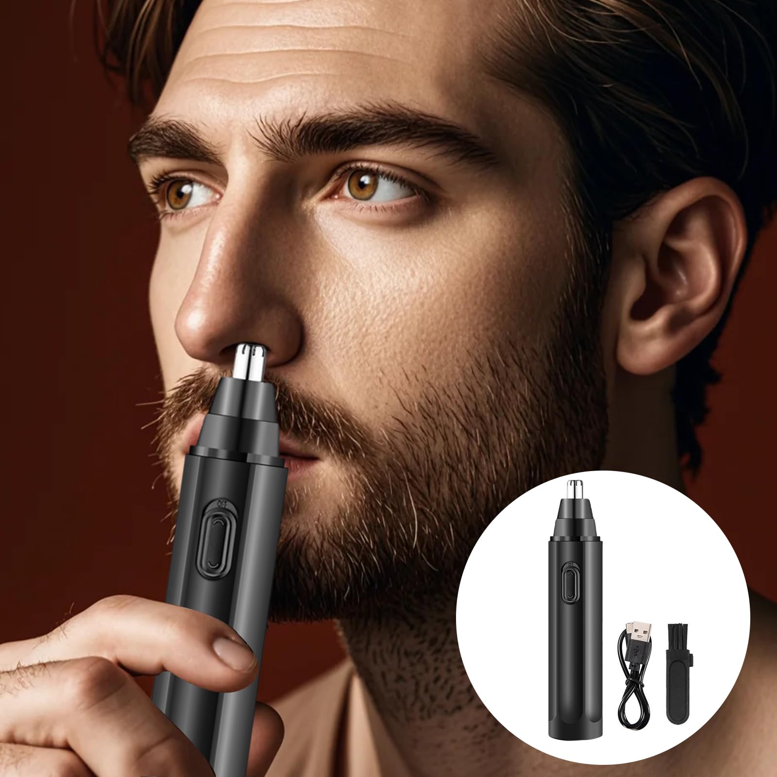 Rechargeable Electric Nose Hair Trimmer & Eyebrow Shaver - Portable Grooming Kit for Men, Painless Hair Removal for Travel, Gym, and Outdoor Activities