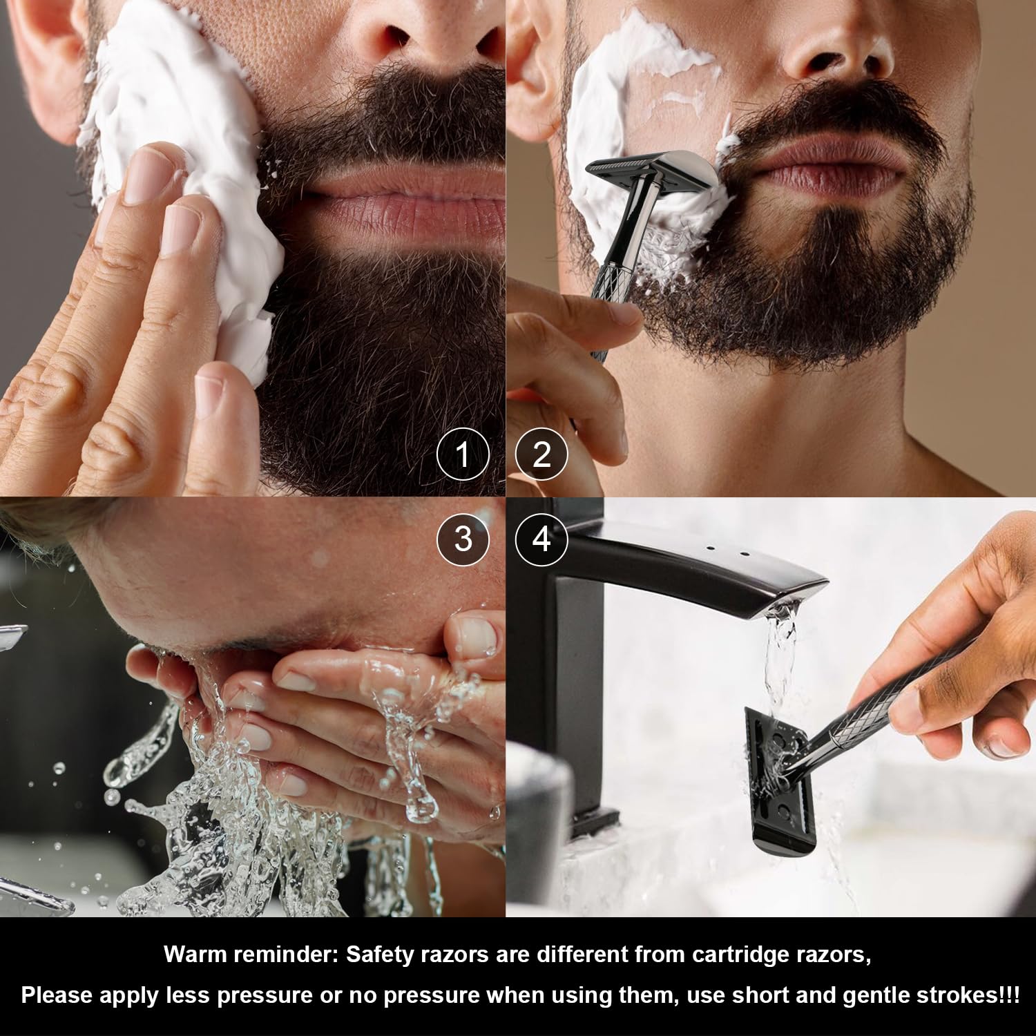 Premium Gun Black Safety Razor Kit - 1 Stainless Steel Razor, 10 Blades + Blade Bank with 30 Extra Blades | Perfect for Men's Wet Shaving & Travel Grooming