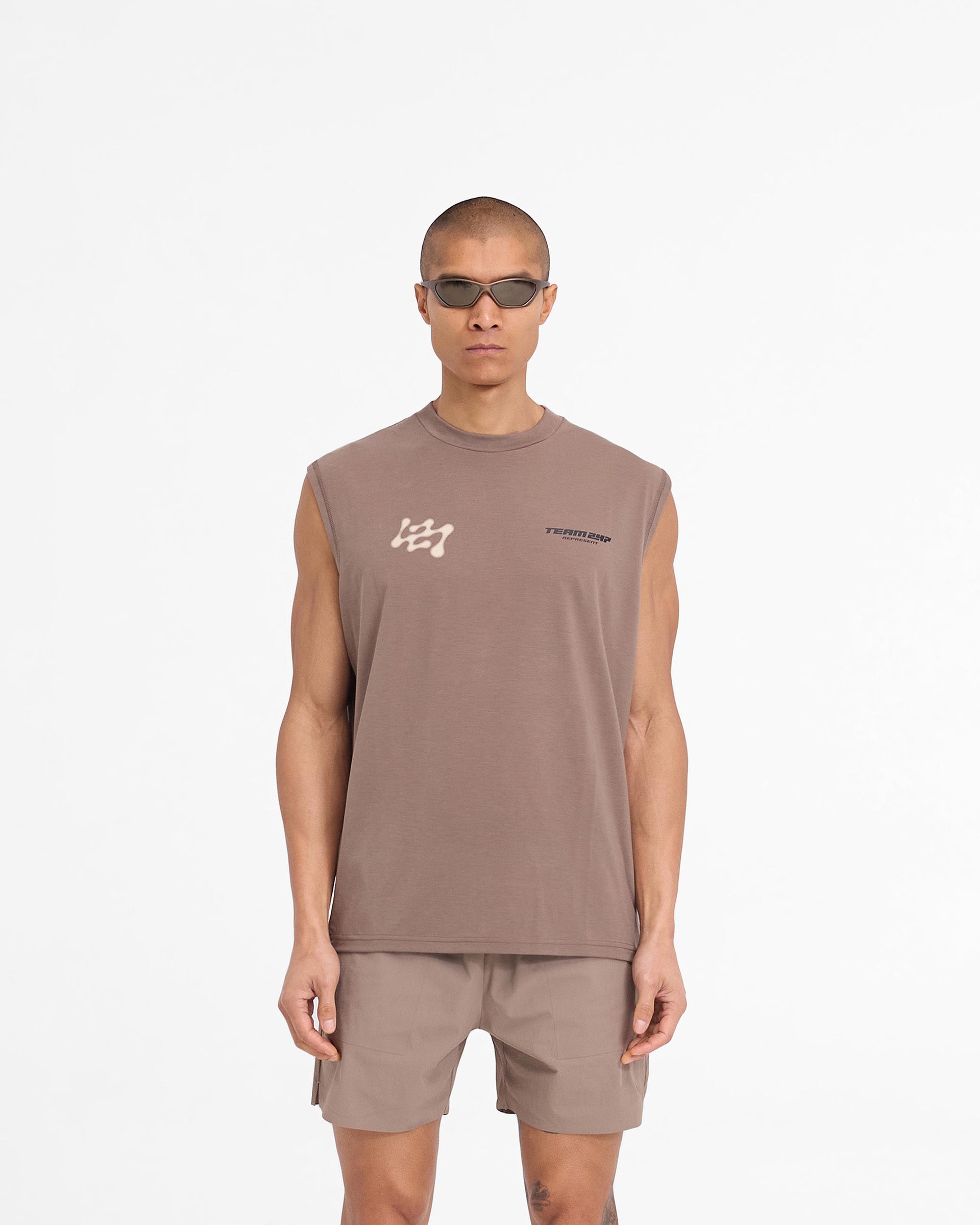 247 Future Terrains Oversized Tank Top in Umber - Stylish & Comfortable Loungewear for Women | Perfect for Yoga, Travel & Casual Wear