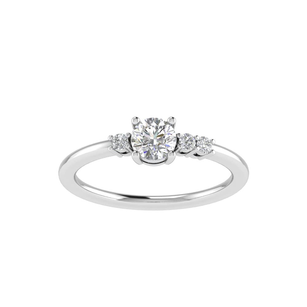 TwoBirch Floral Design Off-Center Ring Guard & Engagement Ring Bridal Set (2 Rings) - Diamond Simulant White Gold Wedding Band for Women - Perfect for Proposals, Anniversaries & Bridal Jewelry