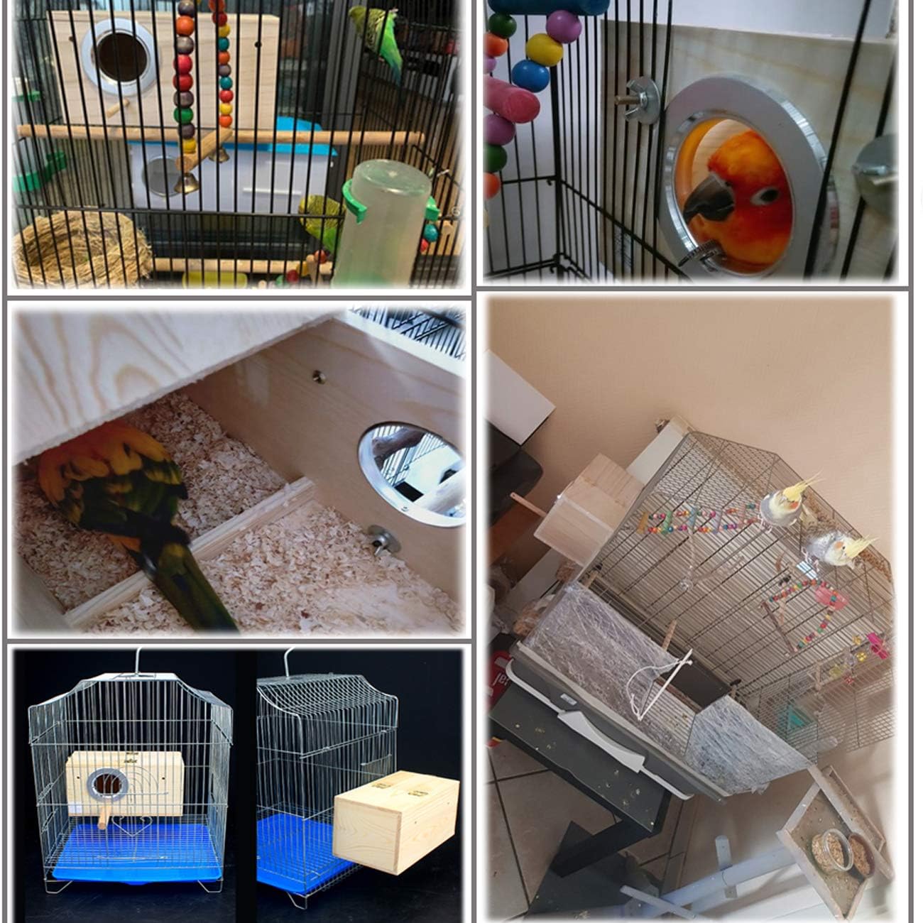 Hamiledyi 2PCS Wooden Parrot Nesting Box - Bird Breeding House for Lovebirds, Cockatiels, Conures, Cockatoos, Budgies, Finches & Canaries | Perfect for Mating, Breeding & Safe Bird Shelter