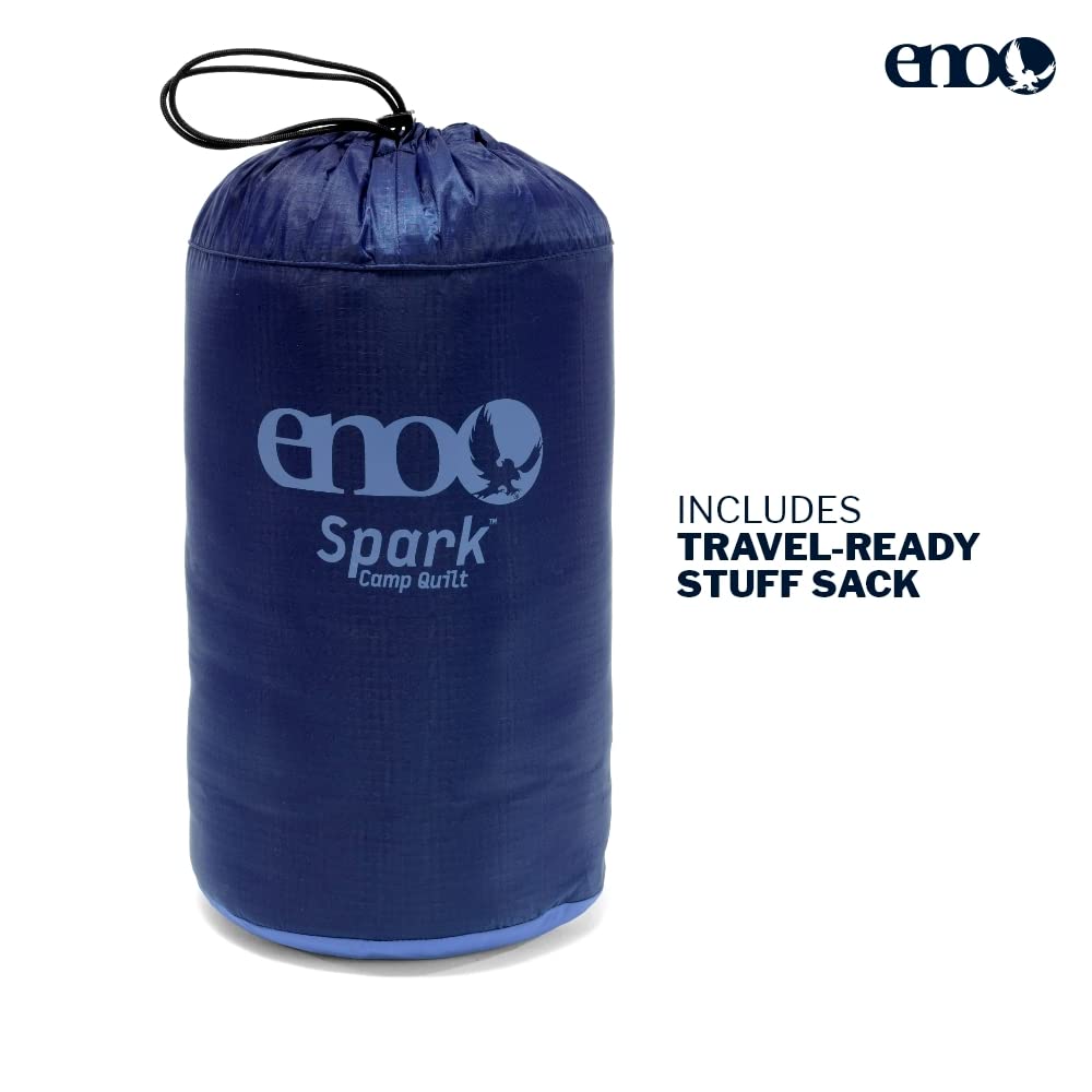 ENO Spark Camp Quilt - Lightweight & Packable Travel Blanket with Recycled Synthetic Insulation for Camping, Hiking, Backpacking | Perfect for Outdoor Adventures, Beach Picnics & Festival Use - Pacific Blue