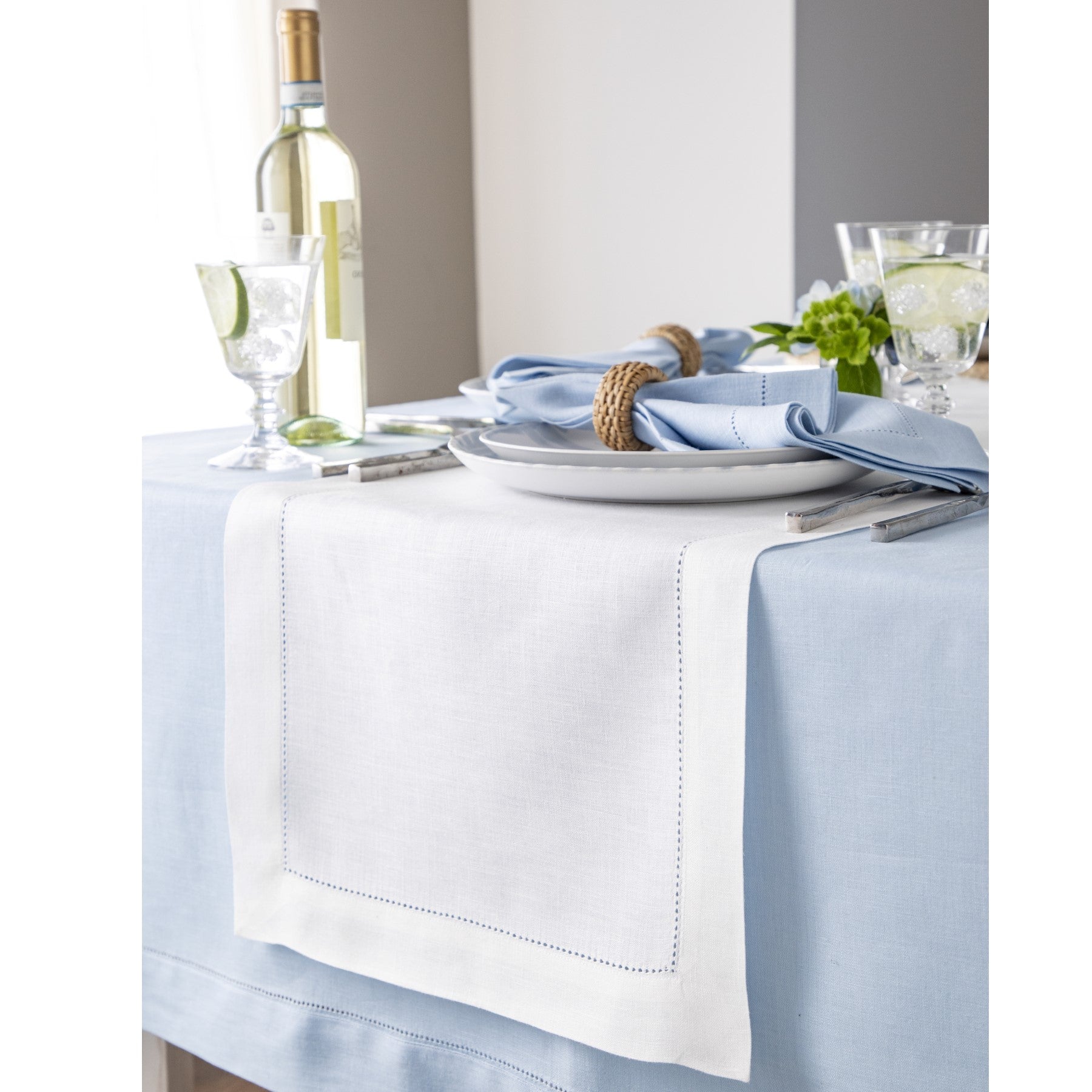 Elegant Classic Hemstitch Table Runner - 12x72 Inch White Linen Table Decor for Dining Room, Wedding & Holiday Parties - Perfect for Farmhouse, Rustic & Boho Home Decor