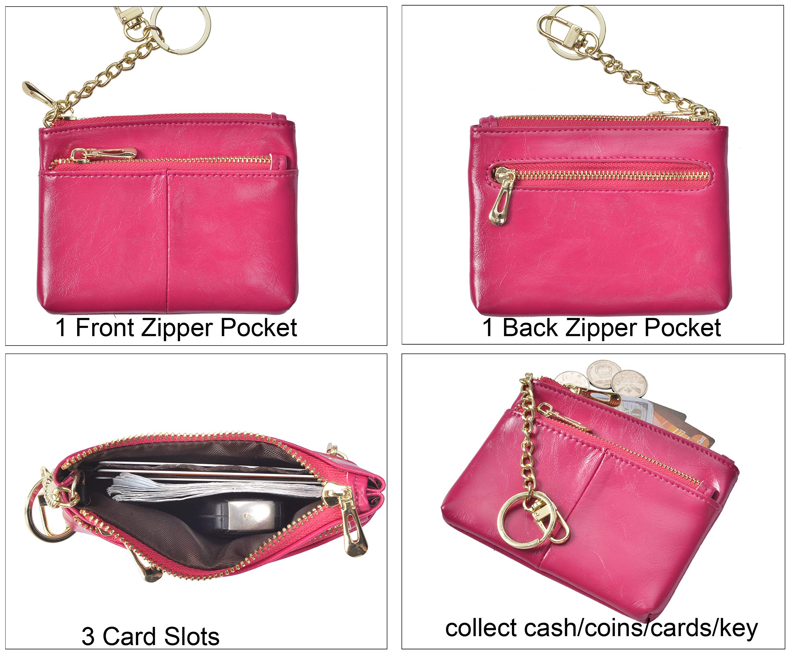 Beurlike Women's RFID Blocking Coin Purse - Small Leather Wallet with Keychain for Cards, Cash & Change | Perfect for Travel, Shopping & Everyday Use