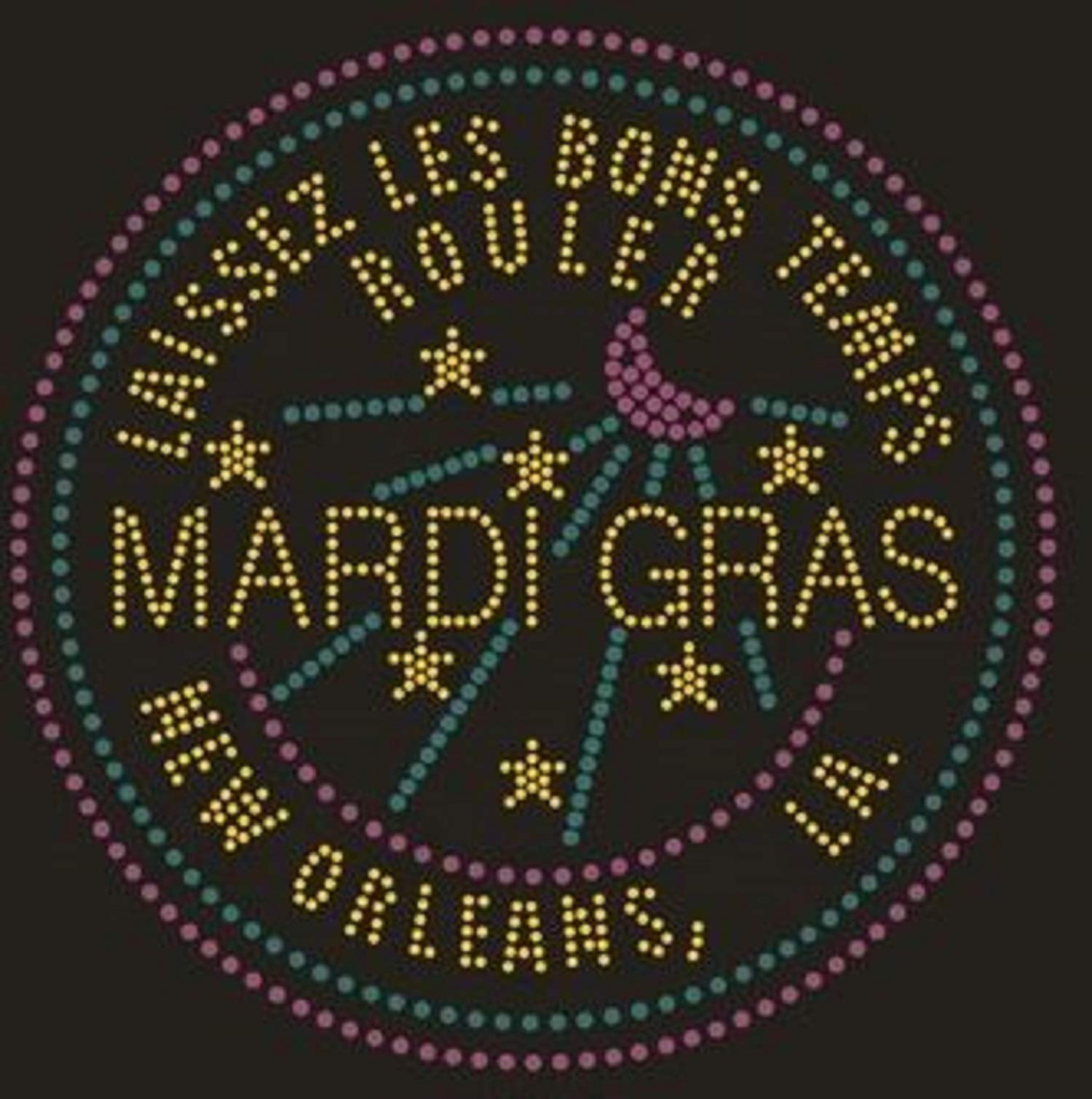 Bling Mardi Gras Rhinestone Iron-On Transfer Patch - 'Let The Good Times Roll' Design for Costumes, Party Outfits & DIY Crafts