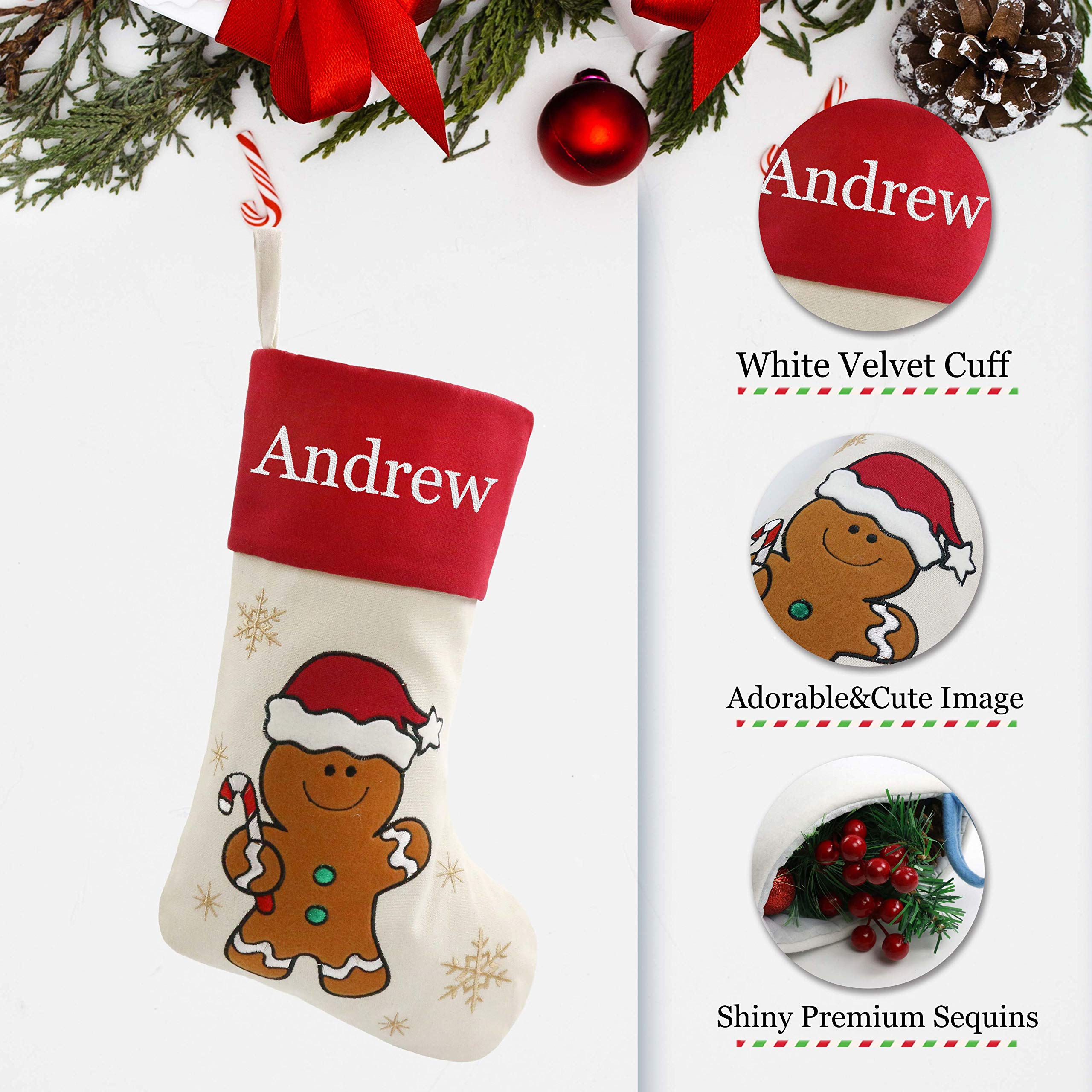 Personalized Christmas Stockings 18 Inch - Custom Embroidered Fireplace Hanging Stockings for Family Holiday Decorations - Perfect Christmas Gift for Home Decor (Style 29) - Ideal for Fireplace Mantel, Christmas Tree Decor & Festive Home Styling