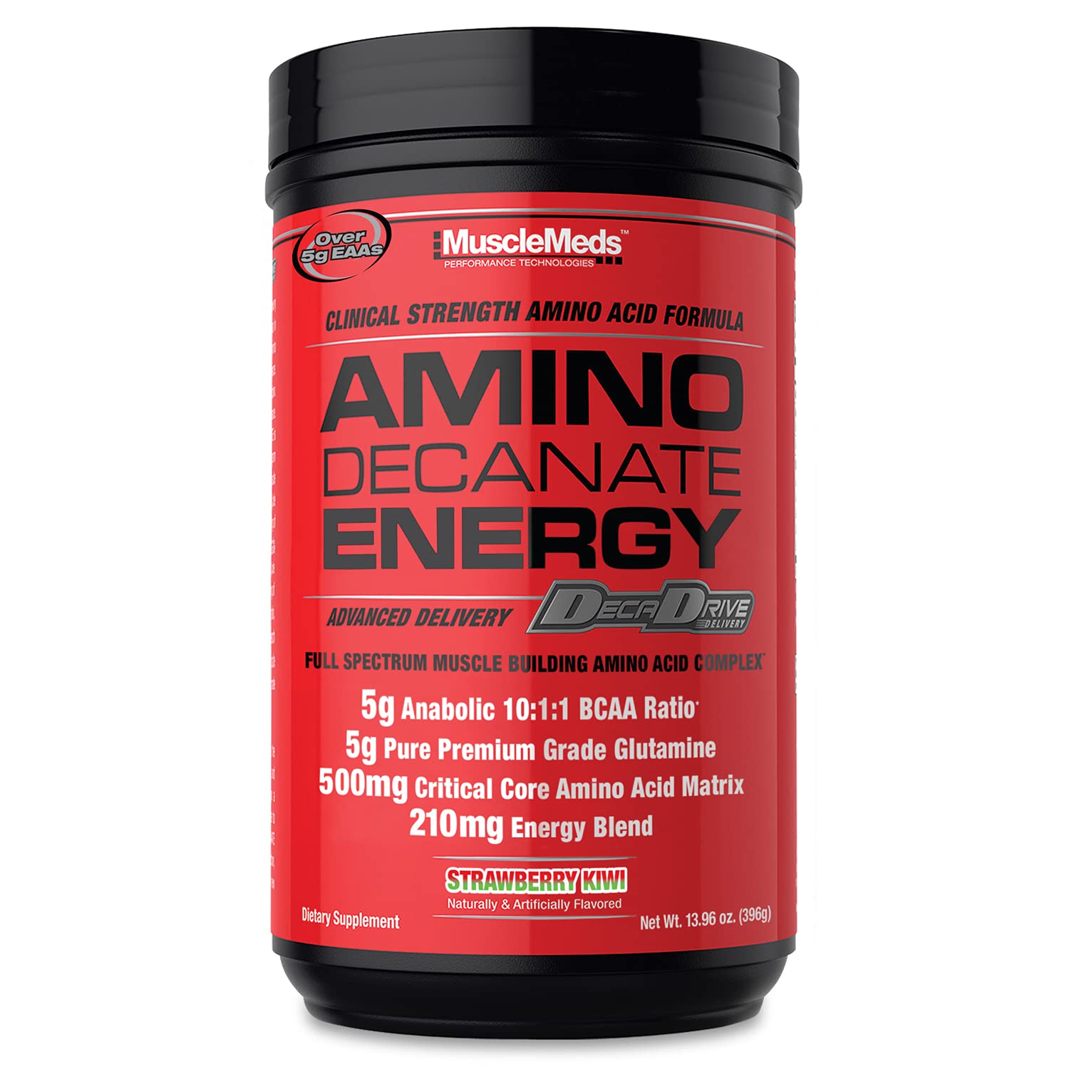 MuscleMeds Amino DECANATE Energy Powder - Pre & Intra Workout Drink with Essential Amino Acids, BCAAs, High Leucine & Glutamine for Muscle Recovery - Strawberry Kiwi Flavor (30 Servings) | Ideal for Gym, Bodybuilding & Post-Workout Recovery