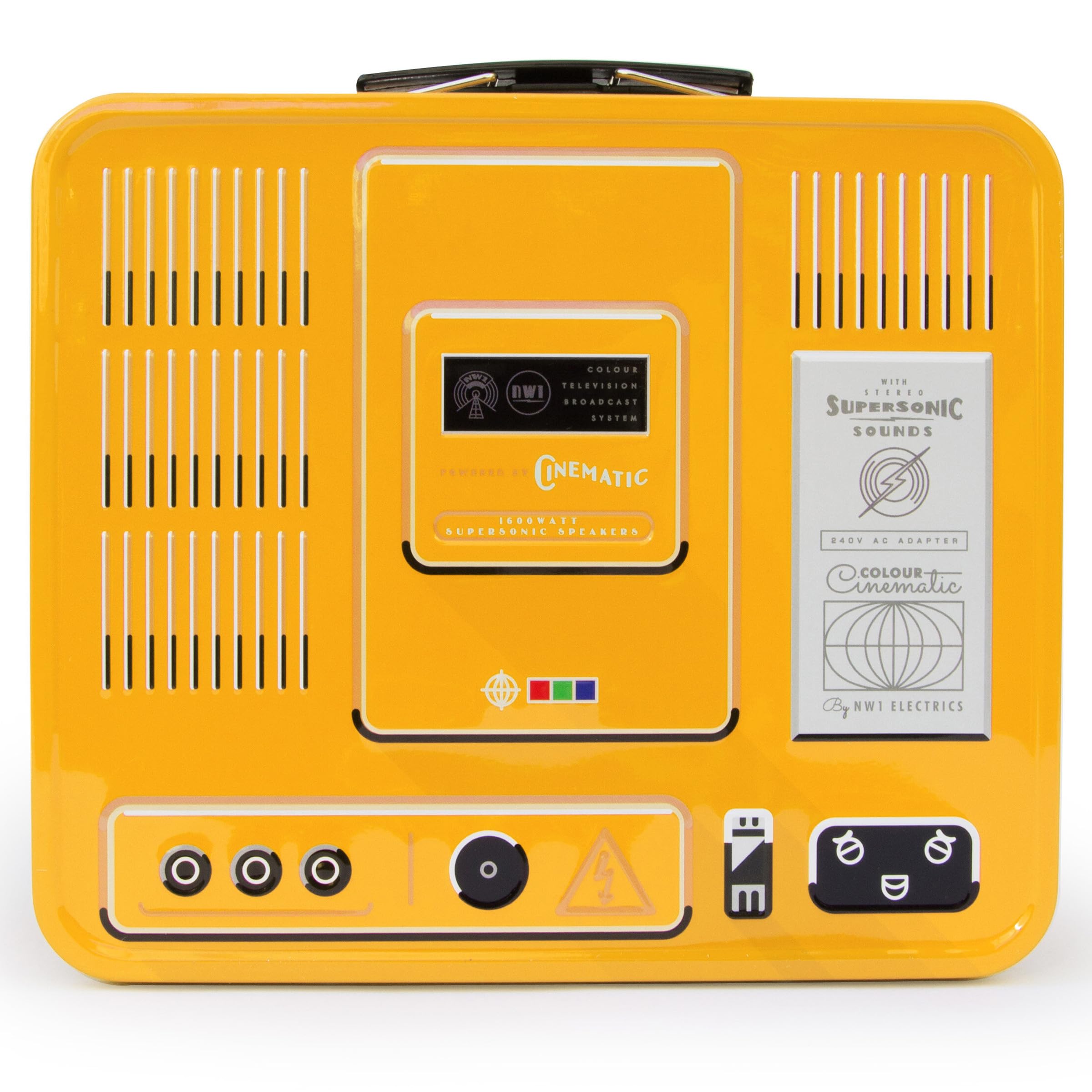 Suck UK TV Lunch Box - Reusable Bento Box for Kids, Toddlers & Adults | Leak-Proof Lunch Containers & Snack Storage | Perfect for School, Work, Picnics & Travel | Microwave Safe Food Container - Yellow
