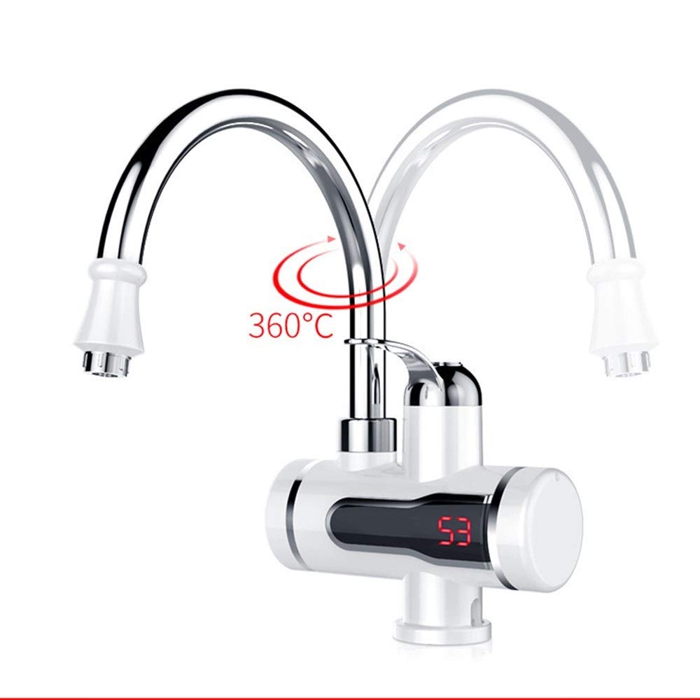 Modern Single Handle Kitchen Faucet - Waterfall Sink Mixer Tap with Instant Hot Water, Polished Chrome for Home & Restaurant Use