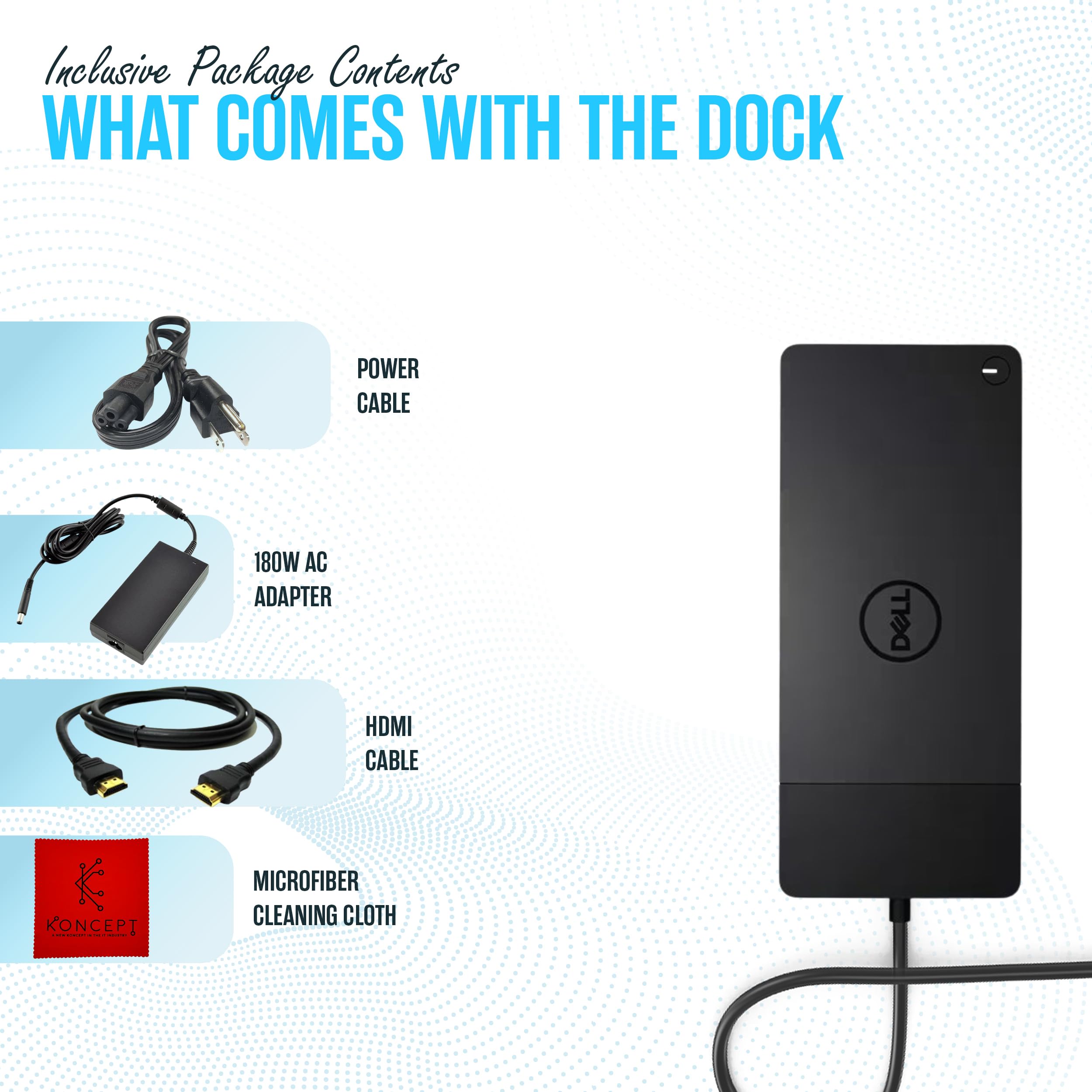 Dell WD19 USB C Docking Station - Dual Monitor Dock with 180W Power Adapter, HDMI & DisplayPort - Compatible with Dell Laptops for Home Office & Workspace Setup