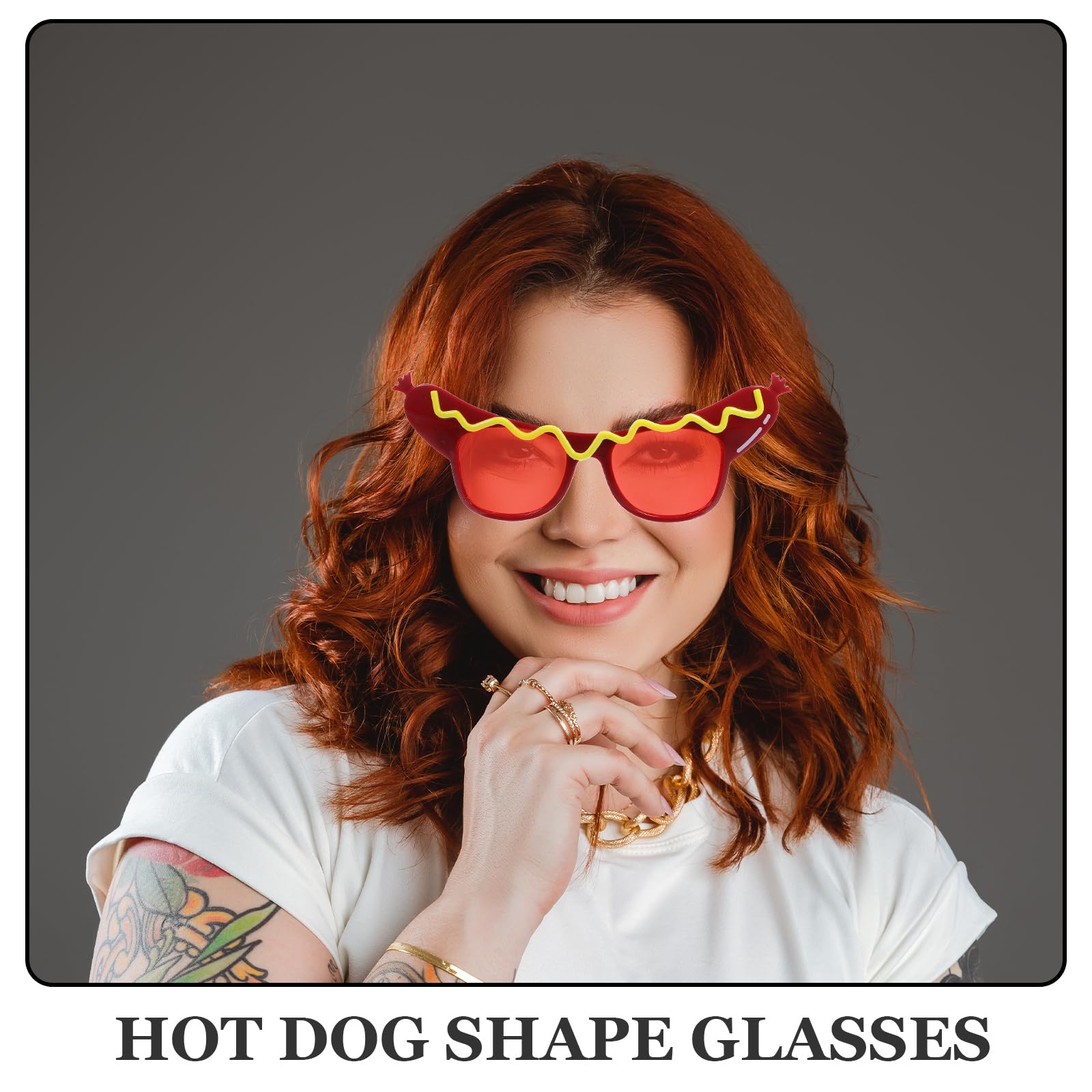 Funny Hot Dog Shaped Sunglasses for Summer Party, Luau, Masquerade & Dance Events - Novelty Eyewear for Costumes, Themed Parties & Instagram Photos
