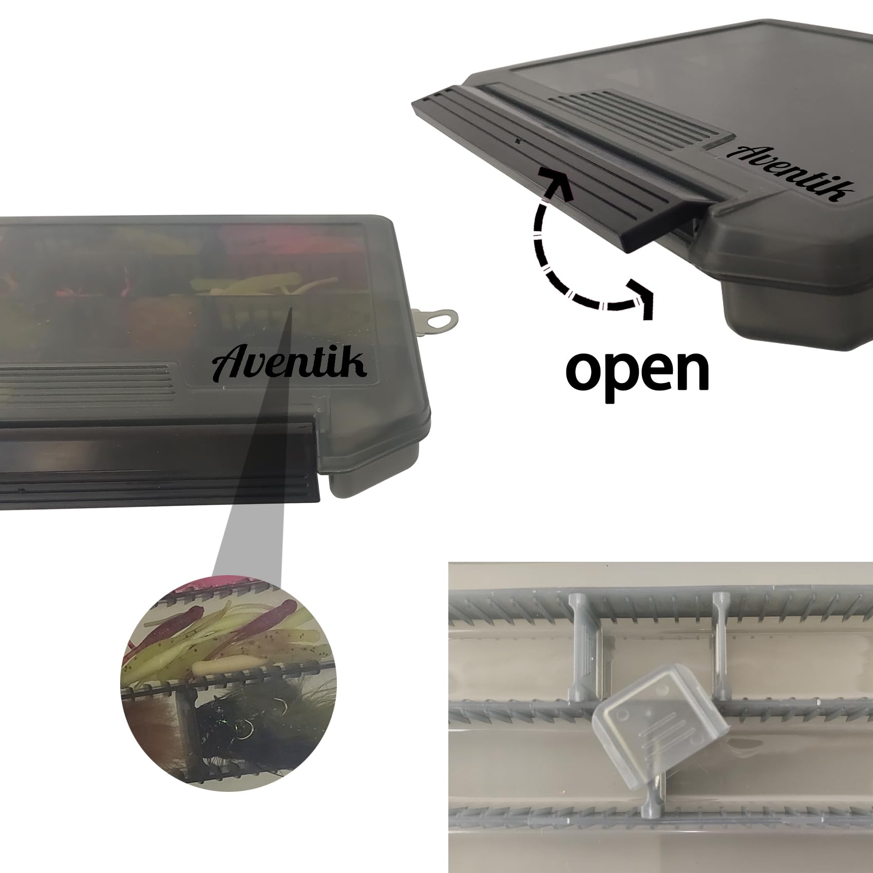 **Aventik Fly Box - Portable Jig Head Storage Box for Crappie & Bass Fishing - Durable Tackle Organizer with Secure Lure Storage (Grey) - Perfect for Ice Fishing & On-the-Go Anglers**