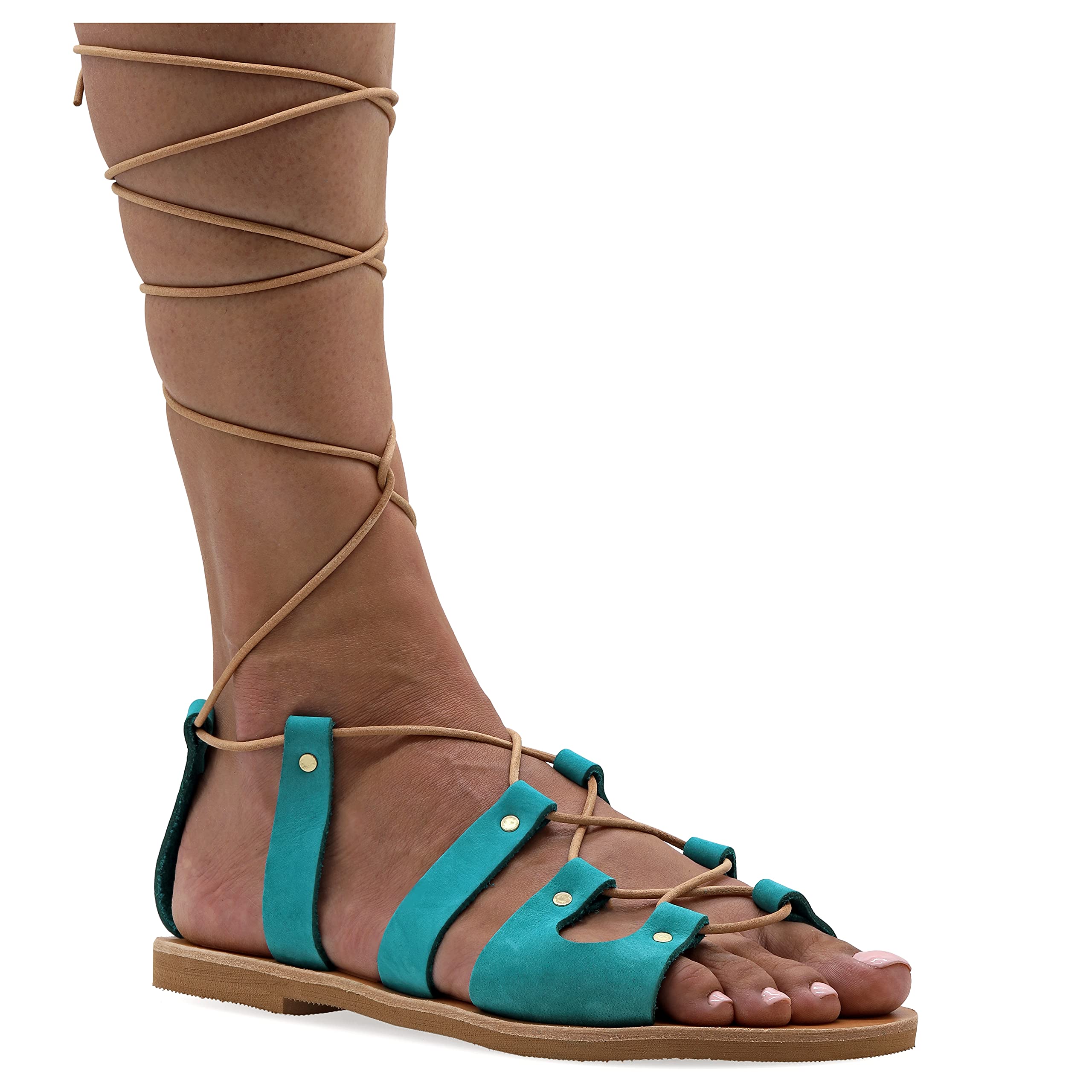 Handmade Leather Gladiator Sandals for Women - Ancient Greek Style Open Toe Flat Sandals with Laces | Boho Chic Tie Up Summer Shoes | Perfect for Beach Vacations, Music Festivals & Boho Fashion Outfits