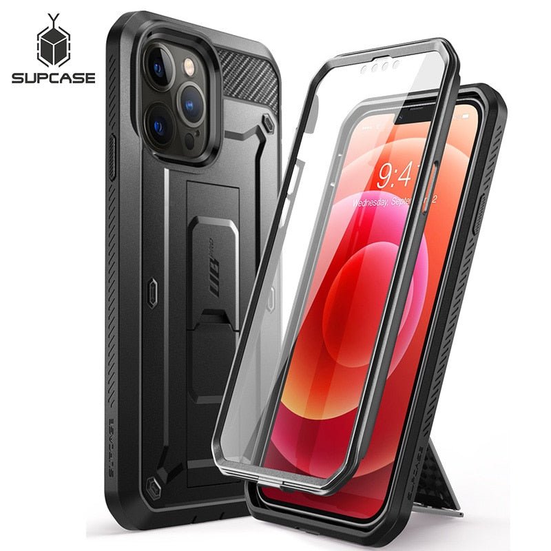 iPhone 13 Pro Rugged Holster Case with Kickstand - Shockproof Full Body Protection for Outdoor, Work & Active Lifestyle