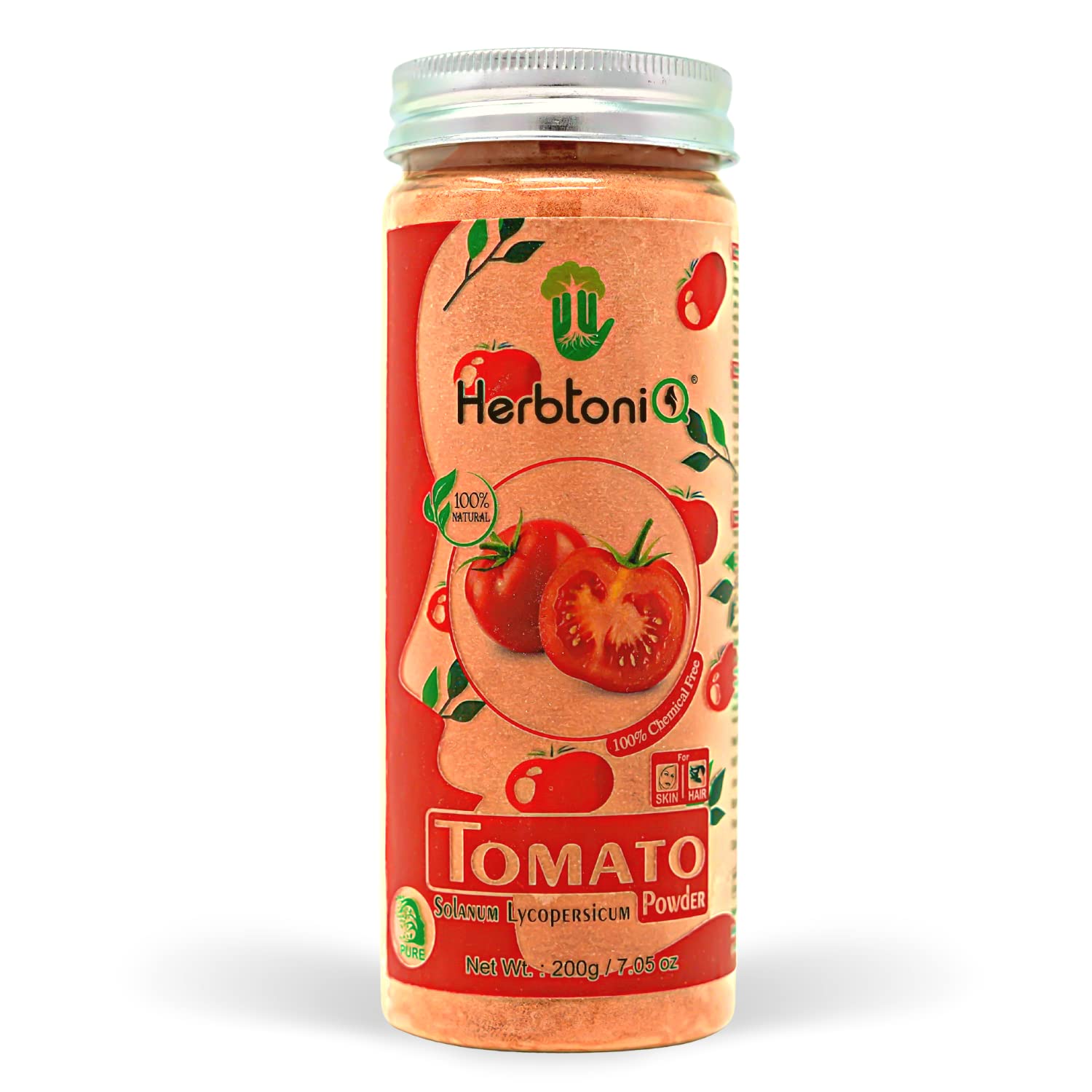 Herbtoniq 100% Pure & Natural Tomato Powder for DIY Face Masks, Ubtan, Face Wash & Body Scrubs | Unisex Tamatar Facepack Powder (200g) | Ideal for Glowing Skin, Hair Care & Homemade Beauty Treatments