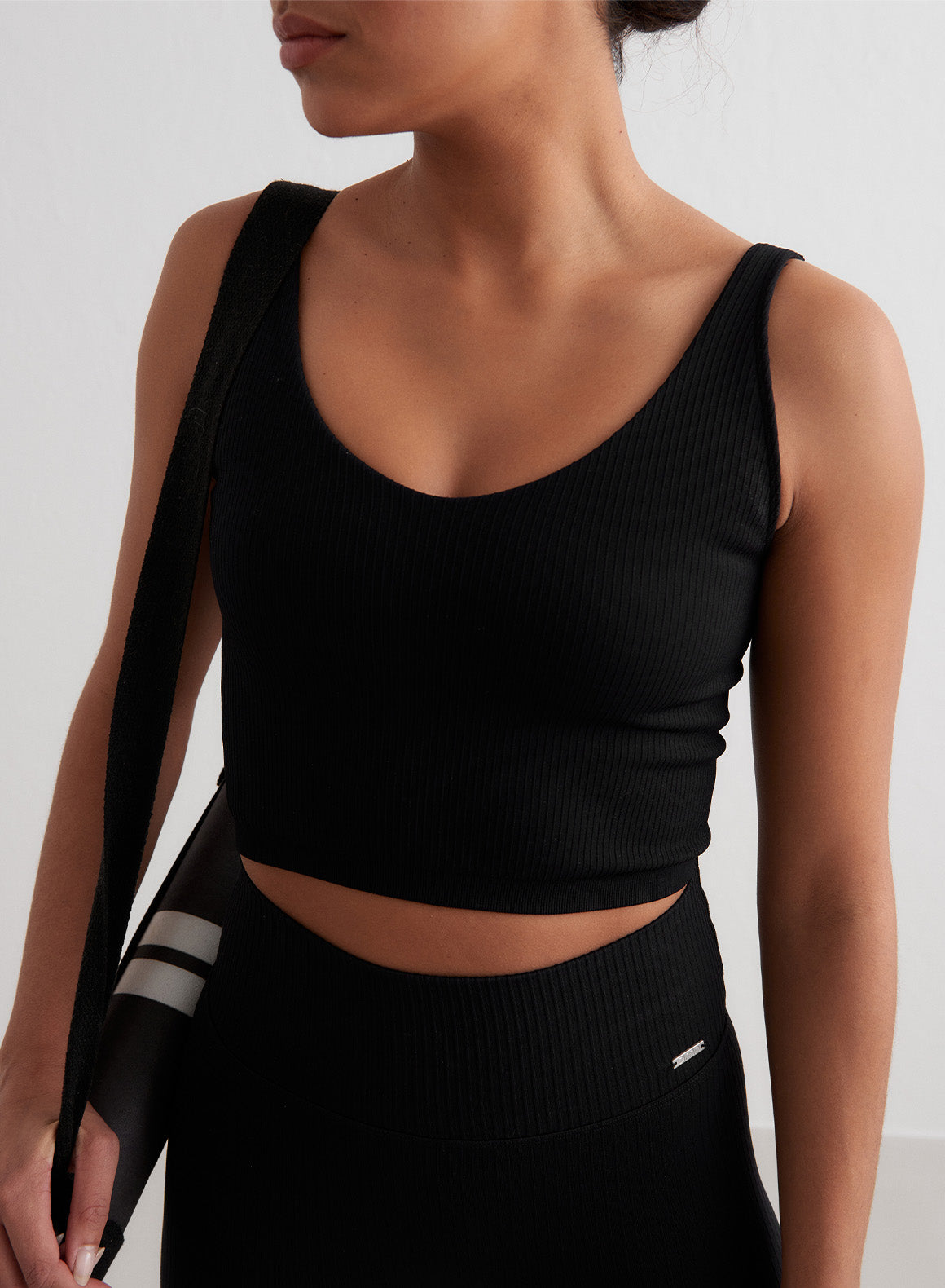 Black Ribbed Seamless Bralette - Comfortable Wireless Bra for Women | Perfect for Yoga, Lounge & Everyday Wear
