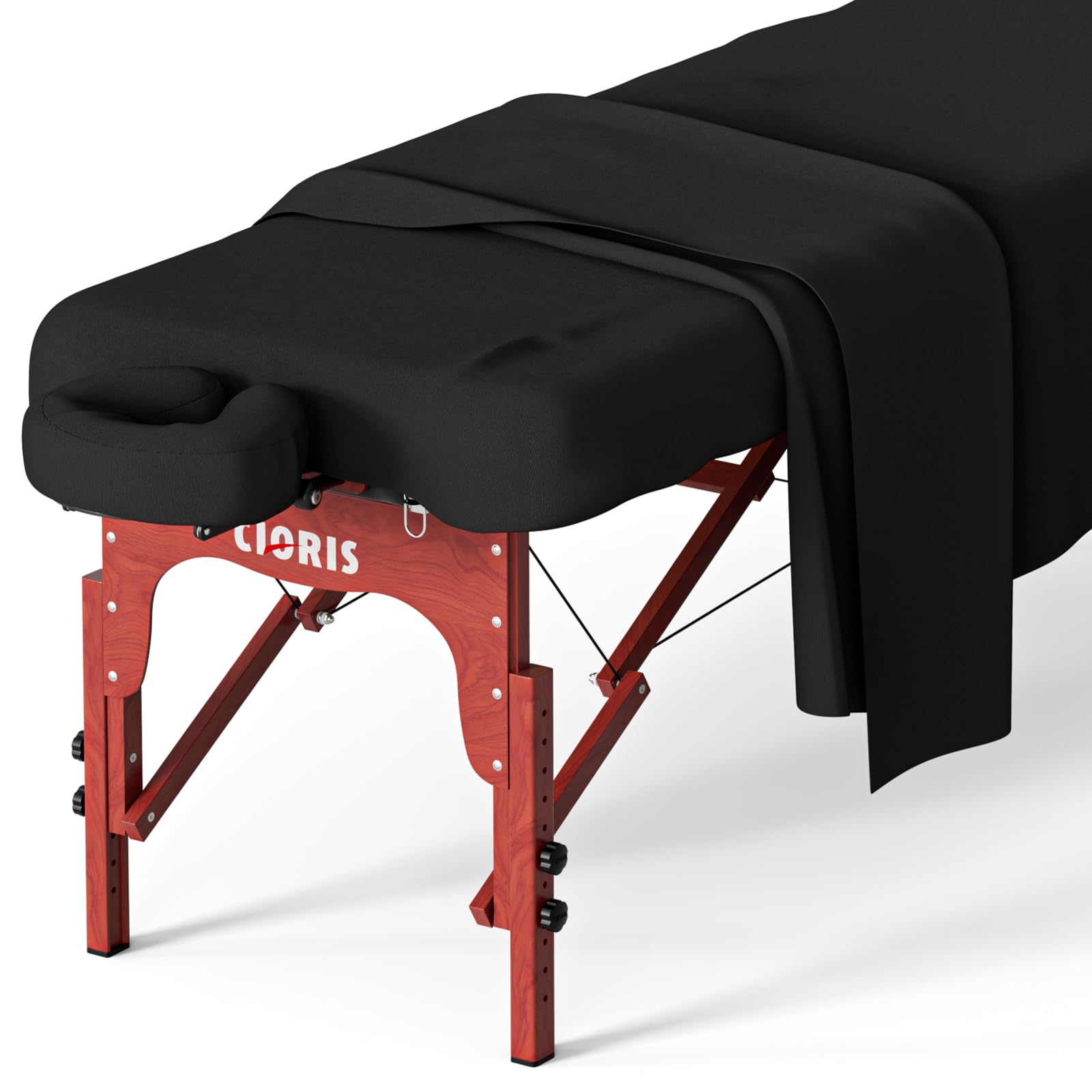 CLORIS 3-Piece Premium Microfiber Massage Table Sheet Set - Soft Universal Cover, Fitted Sheet & Face Rest Cover (Black) | Ideal for Spa, Physical Therapy & Professional Massage Clinics