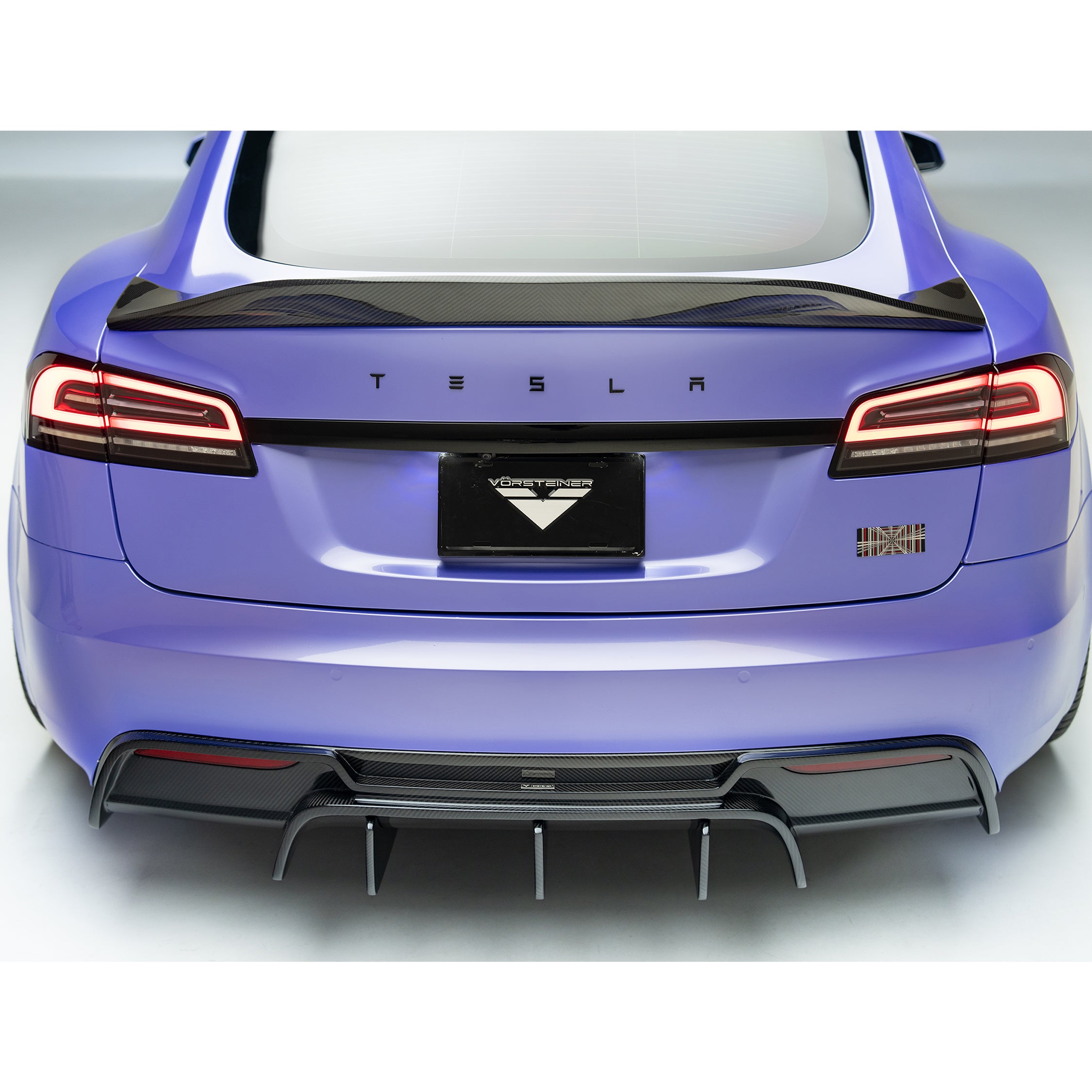 VRS Tesla Model S Plaid Carbon Fiber Aero Decklid Spoiler - 2x2 Glossy Finish (Fits 2021-2022 Models) | Enhance Performance & Style for Racing & Daily Driving