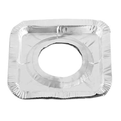 10-Piece Gas Range Burner Liners & Drip Pans - 2 Mil Thick Aluminum Foil - Square Shape for Stovetop Protection - Perfect for Kitchen Cleaning & Grease Control (Fits Most Gas Stoves)