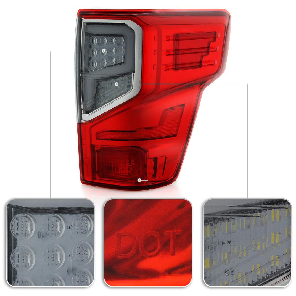 ACANII LED Tail Lights Brake Lamps Assembly Pair for 2016-2021 Nissan Titan & Titan XD - Red Clear Tube Style (Left+Right) - Upgrade Your Truck's Rear Lighting for Better Visibility & Style