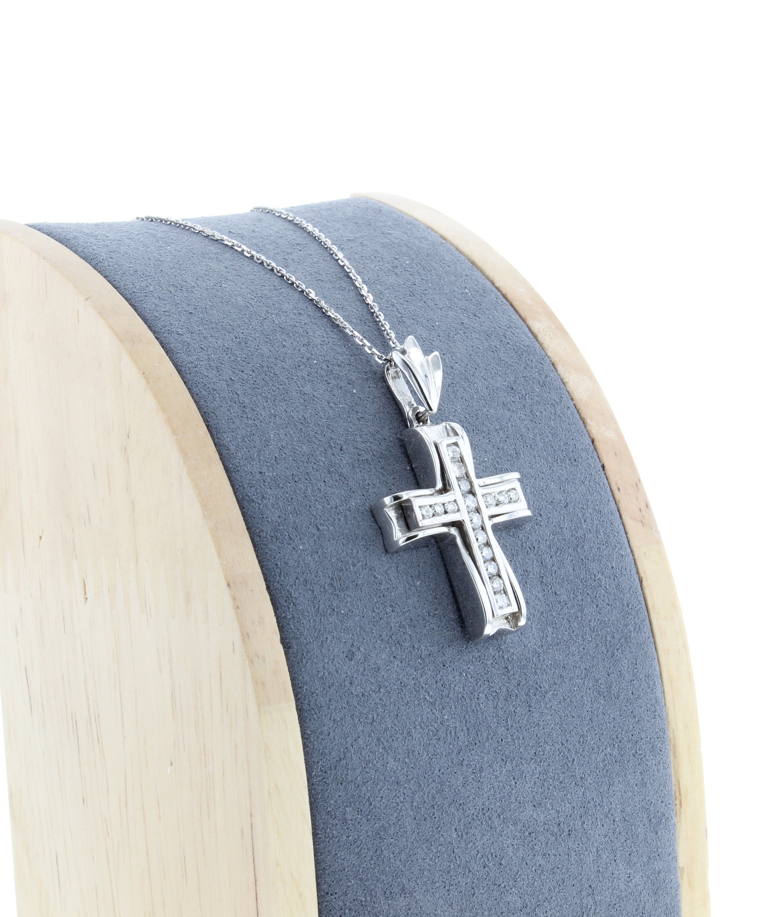 1/2 Carat Diamond Cross Pendant Necklace in 14k White Gold - Elegant Religious Jewelry Gift for Women, Perfect for Baptism, Confirmation & Everyday Wear