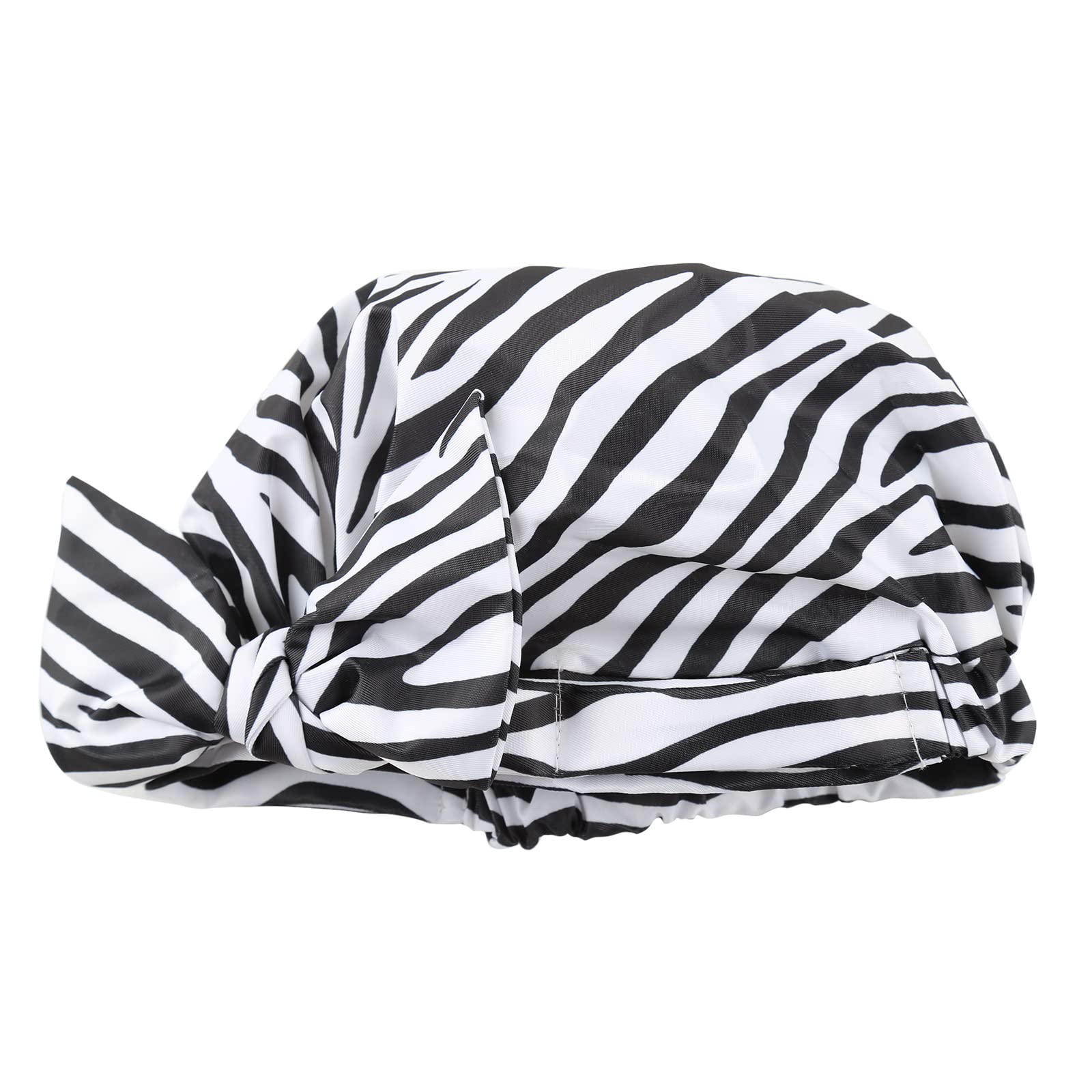 Waterproof Reusable Shower Cap for Women & Girls - Extra Large Hair Cover for Long Hair & Braids - Adjustable Bow Zebra Strip Design - Perfect for Bathing, Swimming & Hair Treatments