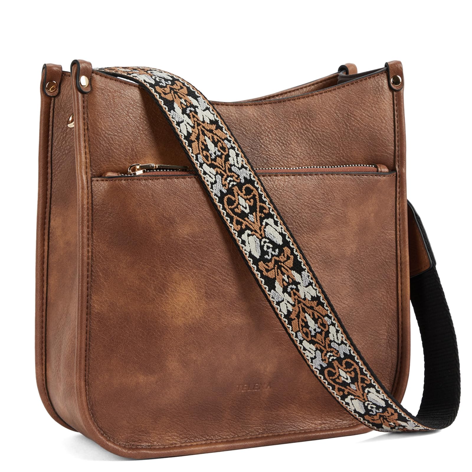 Trendy Vegan Leather Crossbody Purse for Women - Adjustable Guitar Strap Bucket Hobo Bag | Perfect for Daily Use, Travel & Casual Outings
